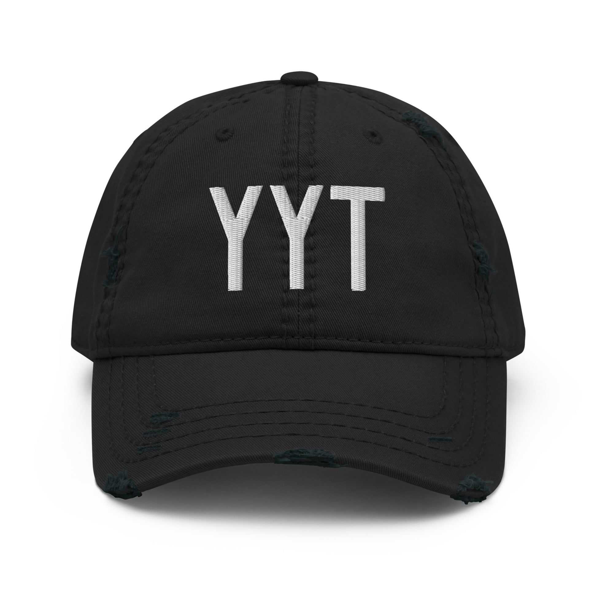Airport Code Distressed Hat - White • YYT St. John's • YHM Designs - Image 10