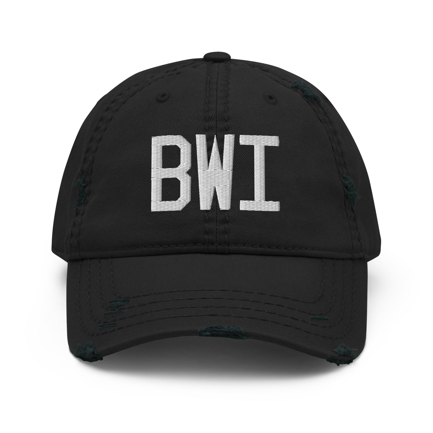 Airport Code Distressed Hat - White • BWI Baltimore • YHM Designs - Image 10