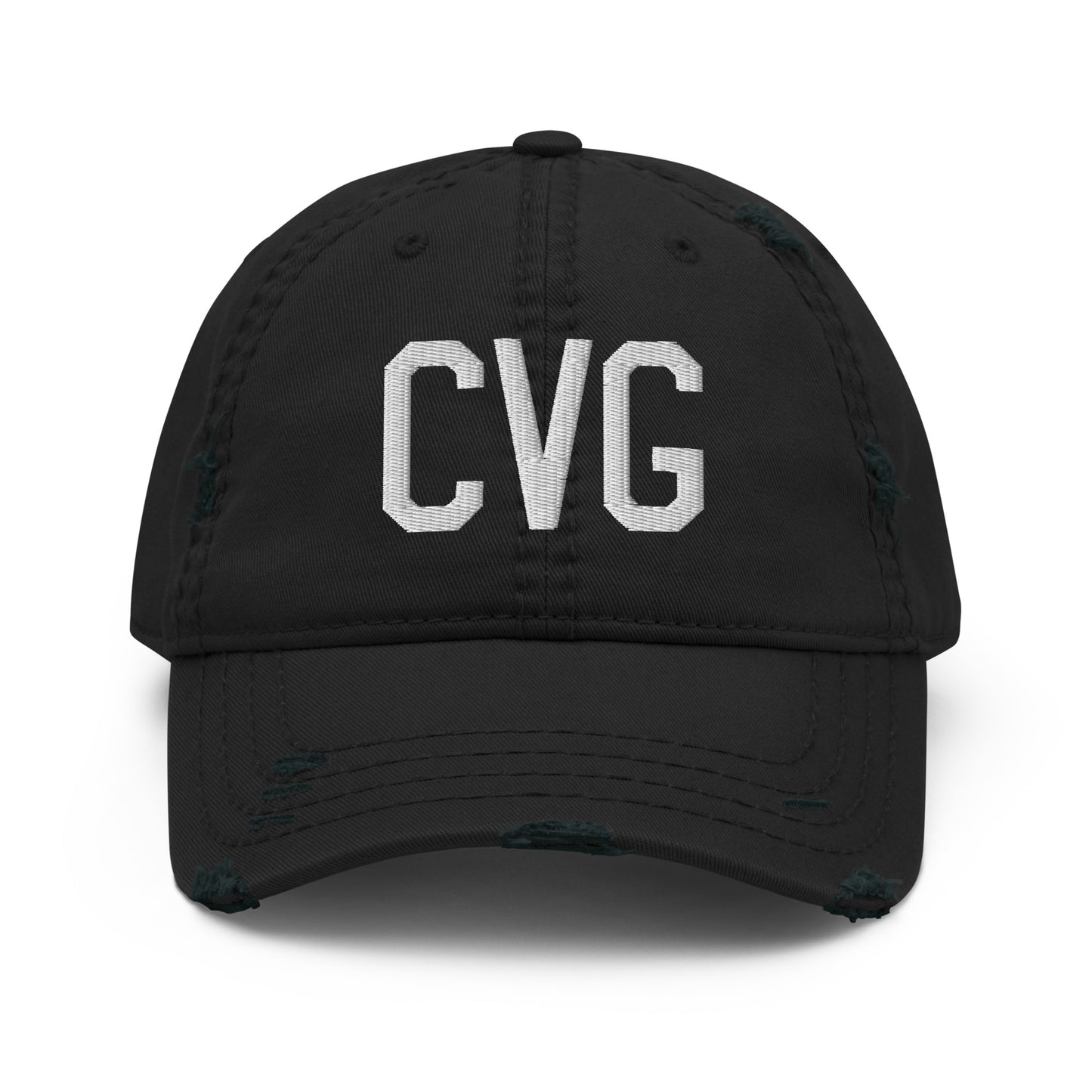 Airport Code Distressed Hat - White • CVG Cincinnati • YHM Designs - Image 10