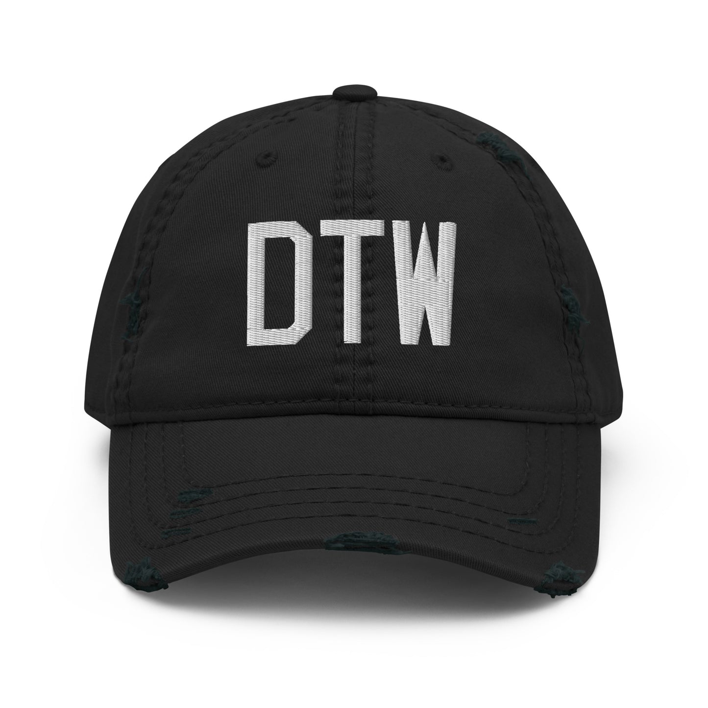 Airport Code Distressed Hat - White • DTW Detroit • YHM Designs - Image 10