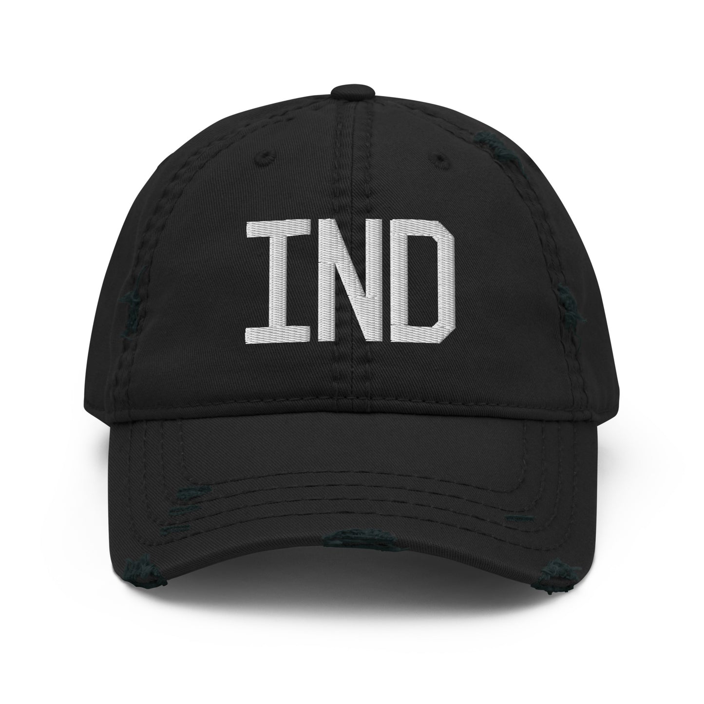 Airport Code Distressed Hat - White • IND Indianapolis • YHM Designs - Image 10