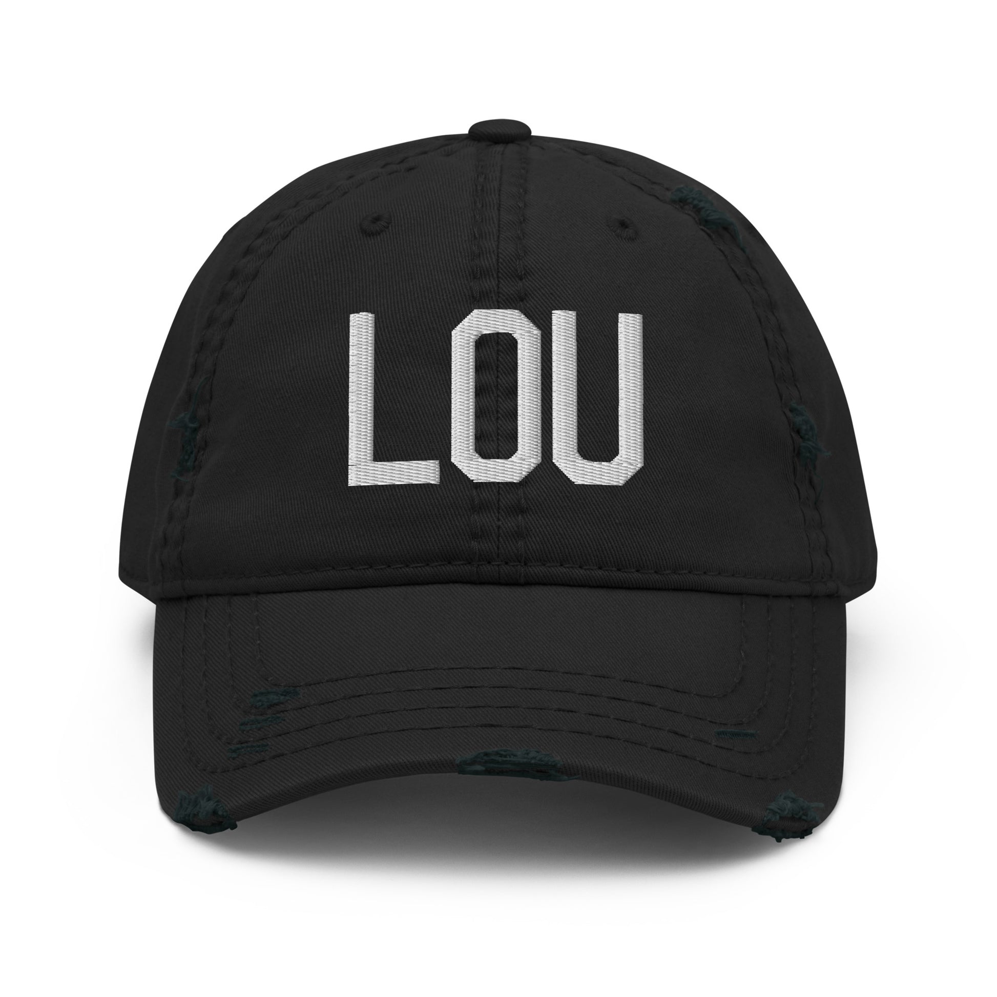 Airport Code Distressed Hat - White • LOU Louisville • YHM Designs - Image 10