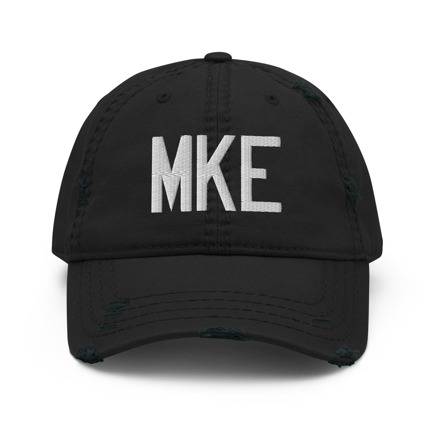 Airport Code Distressed Hat - White • MKE Milwaukee • YHM Designs - Image 10