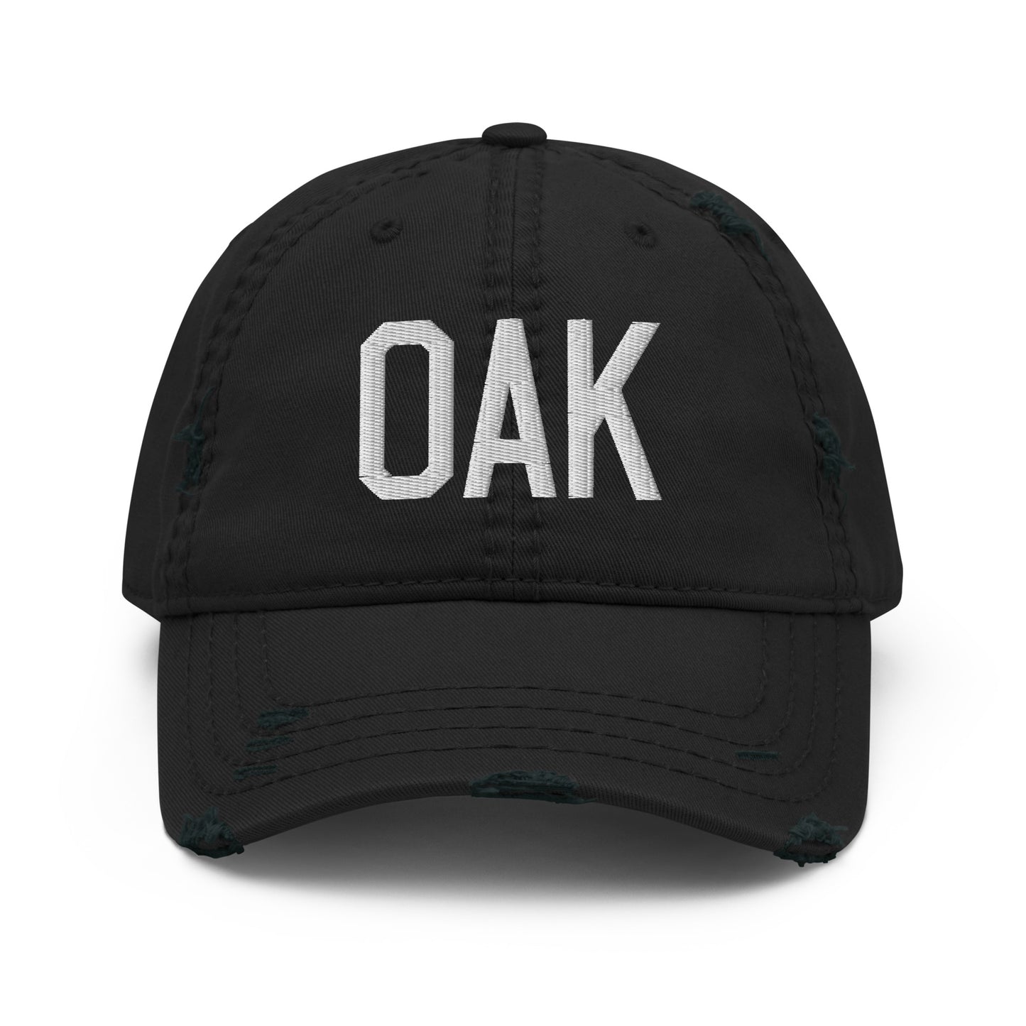 Airport Code Distressed Hat - White • OAK Oakland • YHM Designs - Image 10