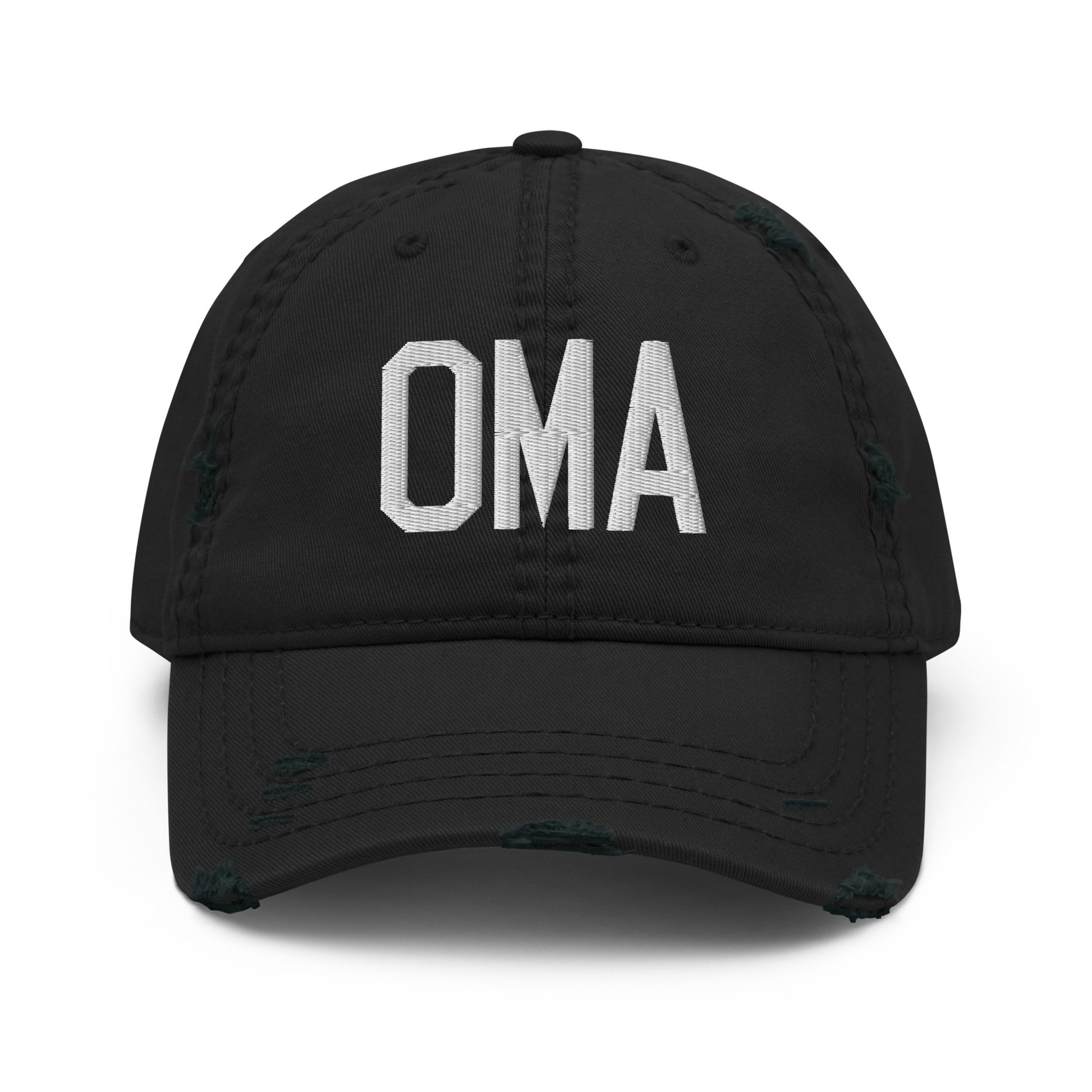 Airport Code Distressed Hat - White • OMA Omaha • YHM Designs - Image 10