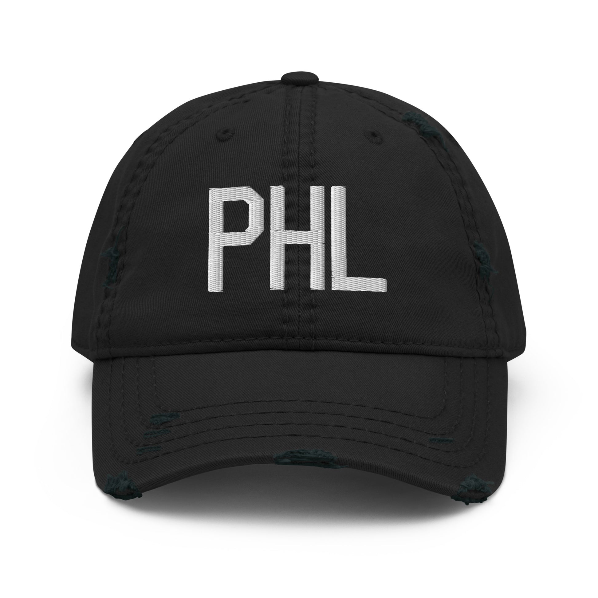 Airport Code Distressed Hat - White • PHL Philadelphia • YHM Designs - Image 10