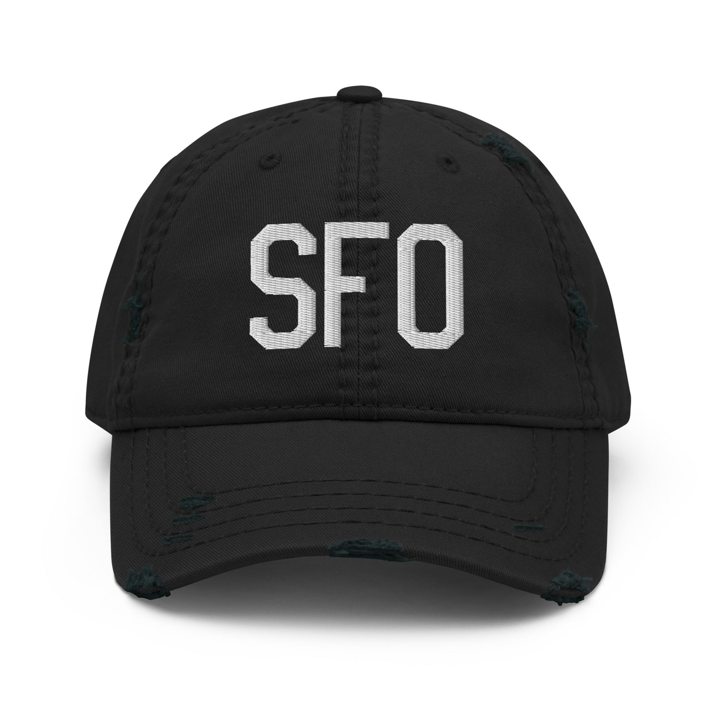 Airport Code Distressed Hat - White • SFO San Francisco • YHM Designs - Image 10