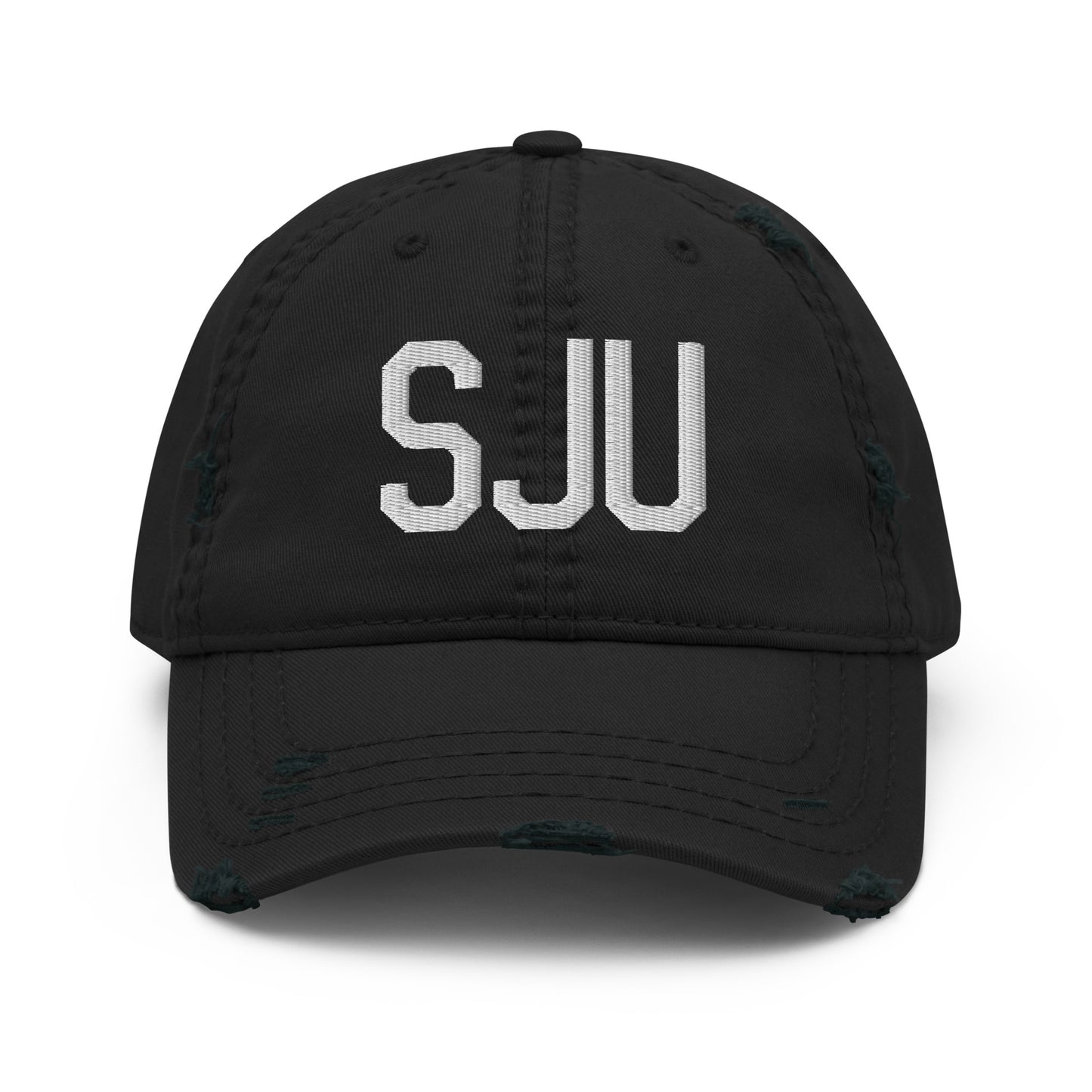 Airport Code Distressed Hat - White • SJU San Juan • YHM Designs - Image 10