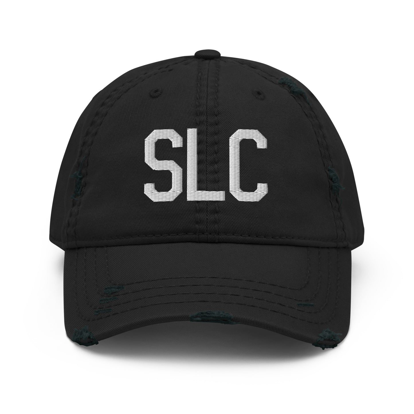 Airport Code Distressed Hat - White • SLC Salt Lake City • YHM Designs - Image 10