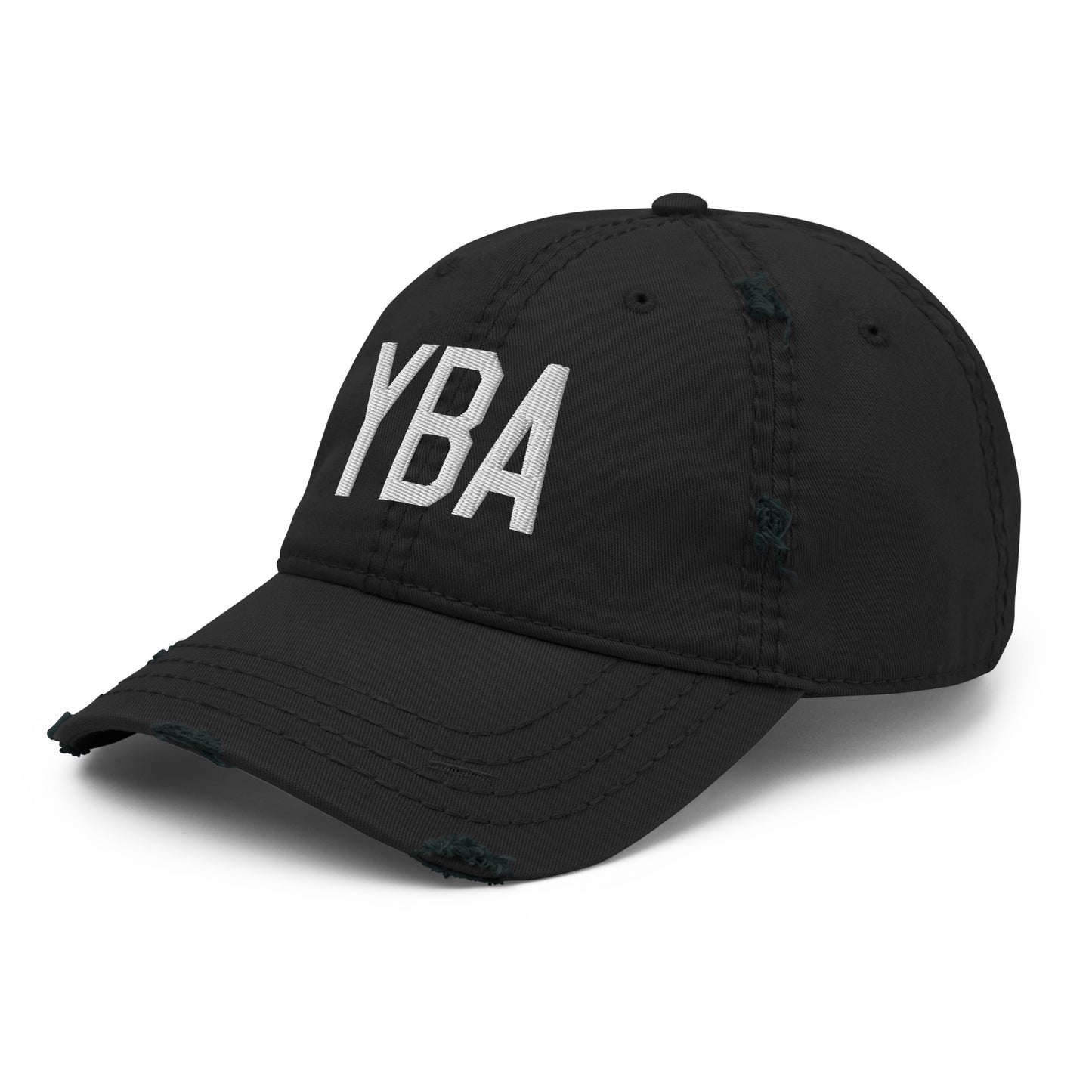 Airport Code Distressed Hat - White • YBA Banff • YHM Designs - Image 11