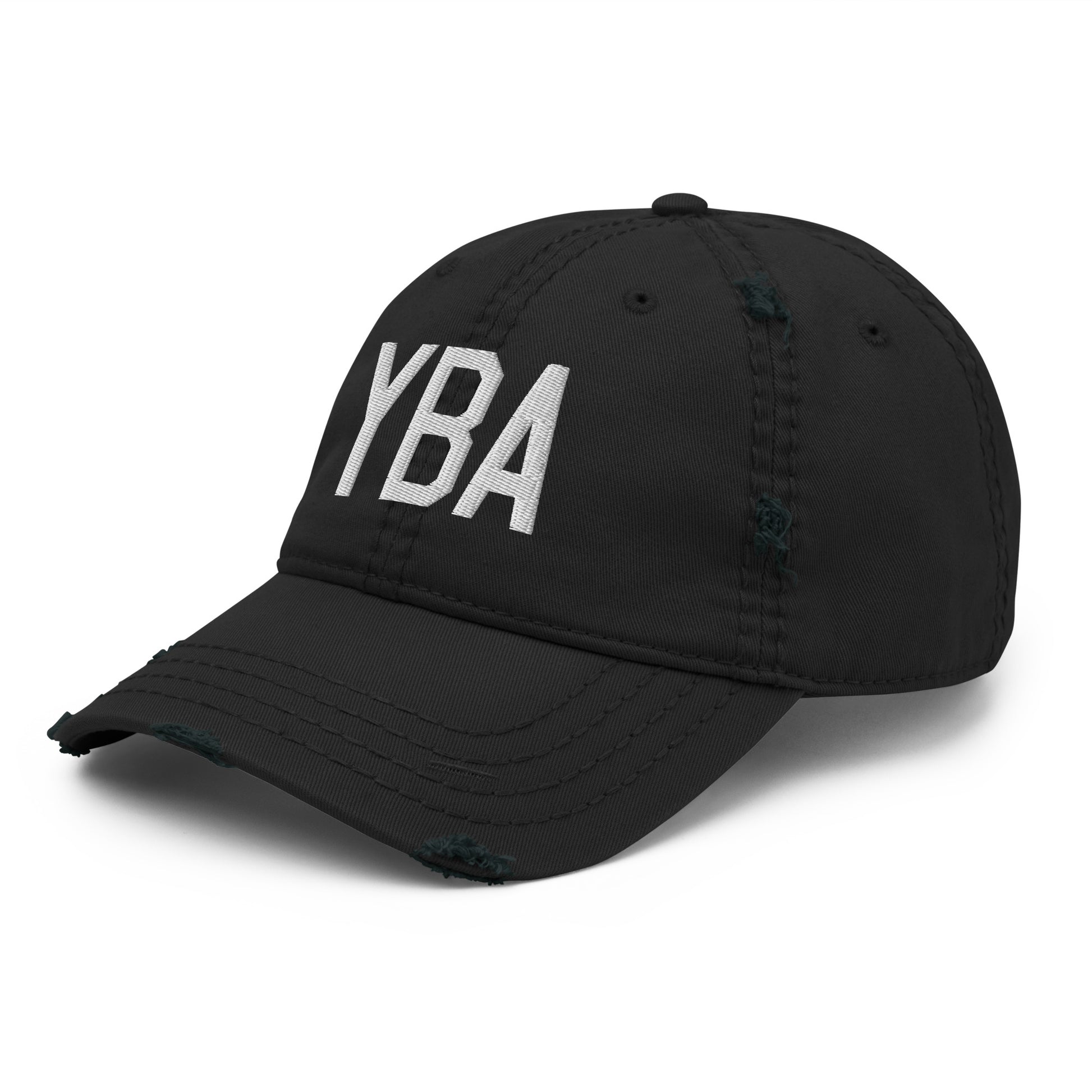 Airport Code Distressed Hat - White • YBA Banff • YHM Designs - Image 11