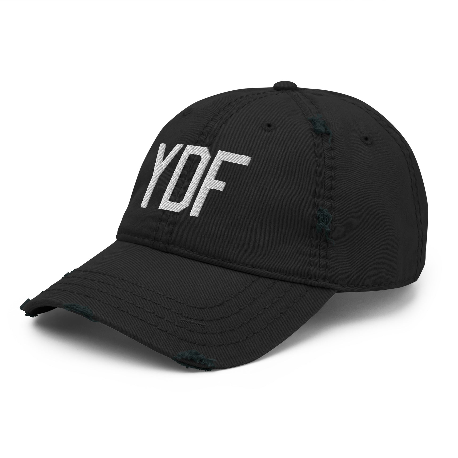 Airport Code Distressed Hat - White • YDF Deer Lake • YHM Designs