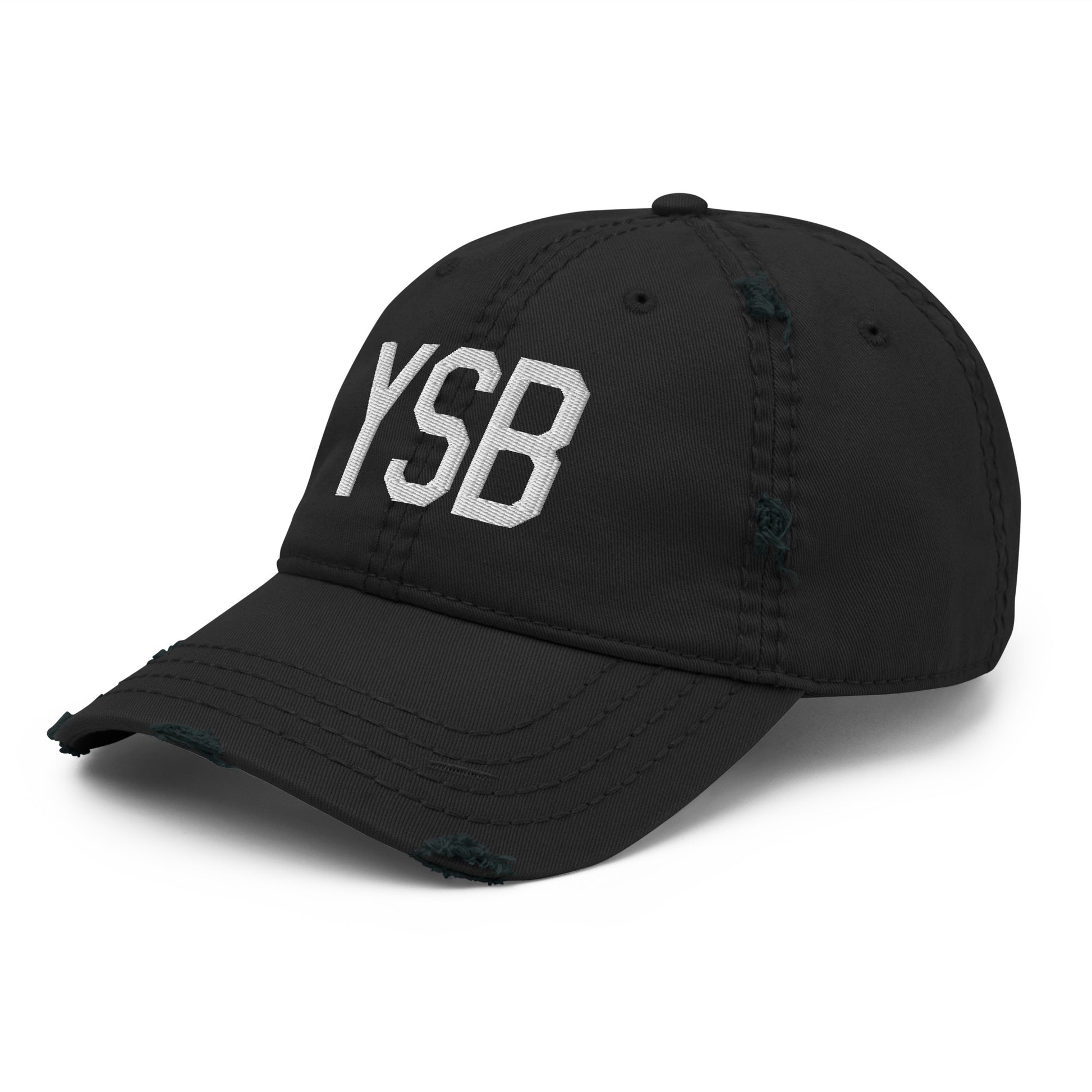 Airport Code Distressed Hat - White • YSB Sudbury • YHM Designs - Image 11