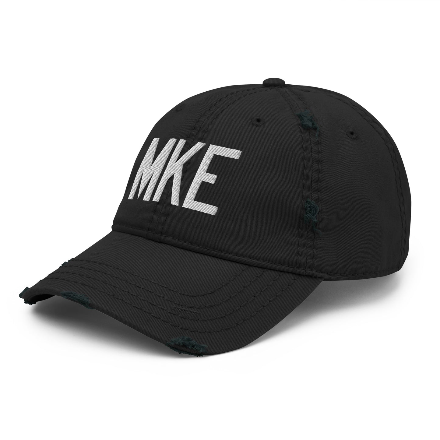 Airport Code Distressed Hat - White • MKE Milwaukee • YHM Designs - Image 11
