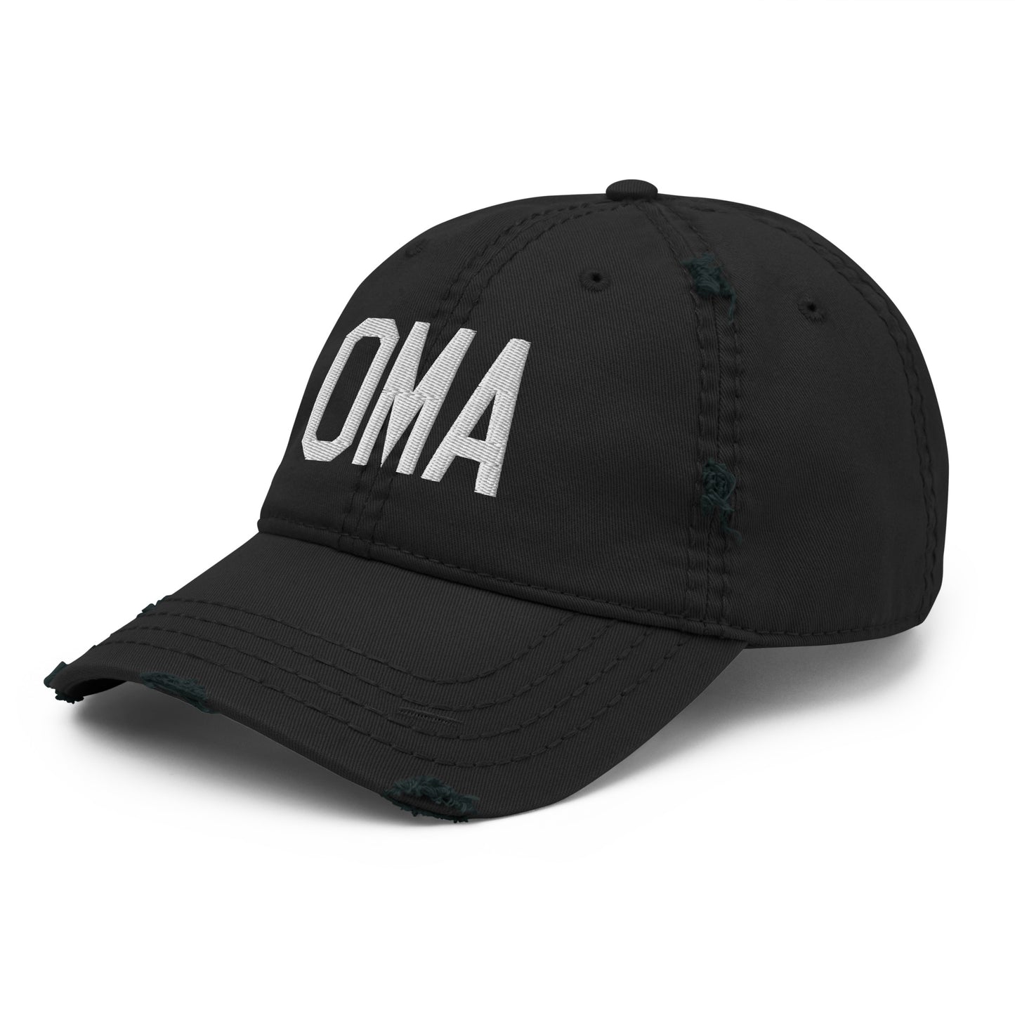 Airport Code Distressed Hat - White • OMA Omaha • YHM Designs - Image 11