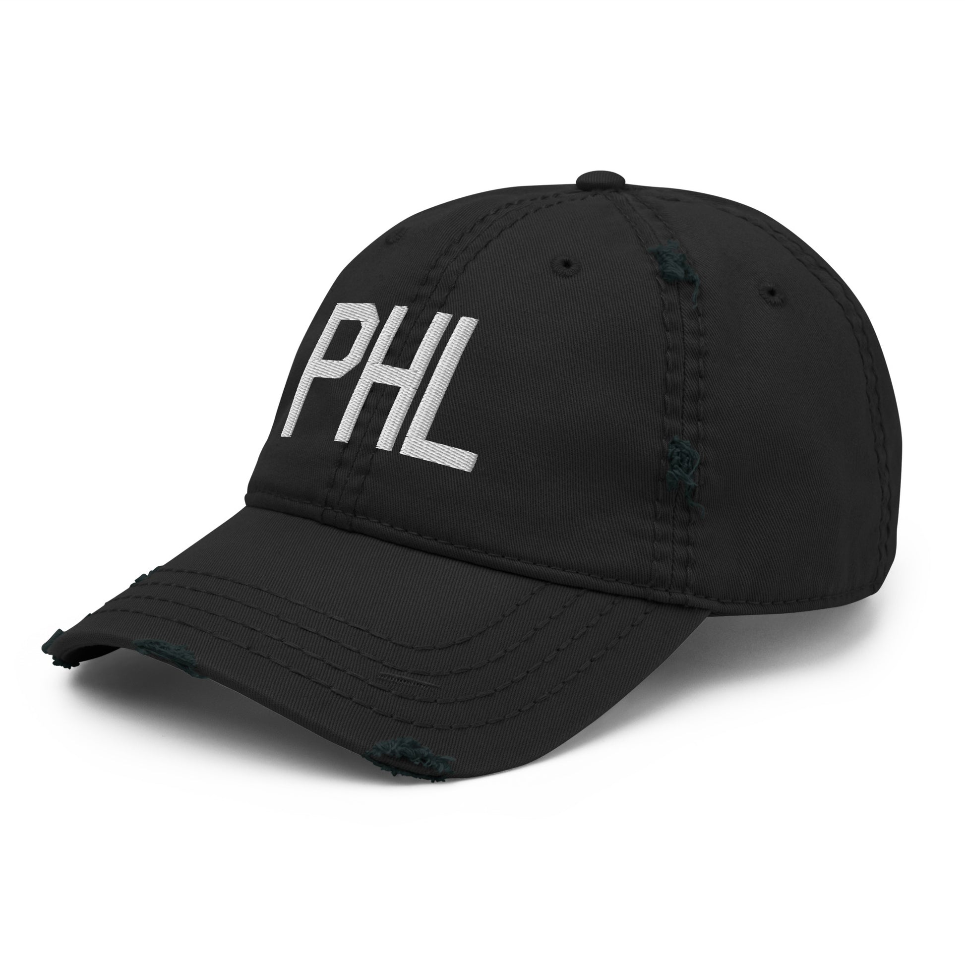 Airport Code Distressed Hat - White • PHL Philadelphia • YHM Designs - Image 11