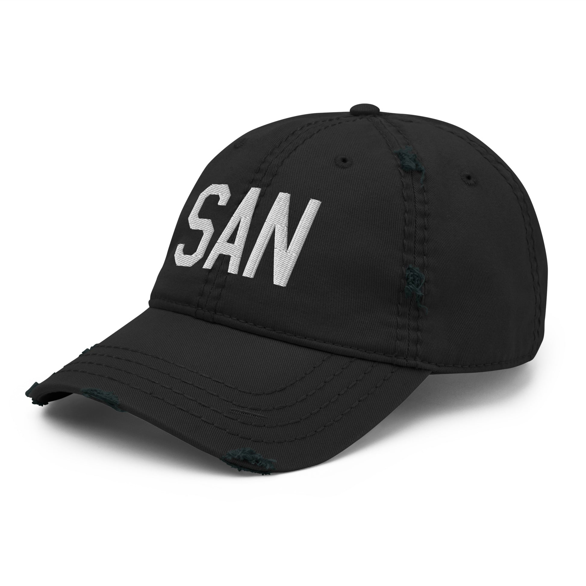 Airport Code Distressed Hat - White • SAN San Diego • YHM Designs - Image 11