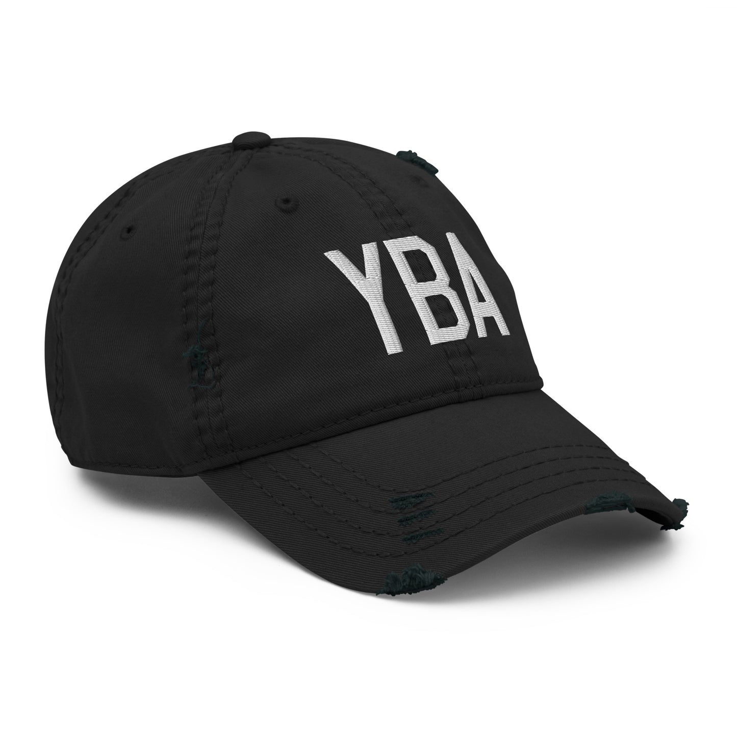 Airport Code Distressed Hat - White • YBA Banff • YHM Designs - Image 12