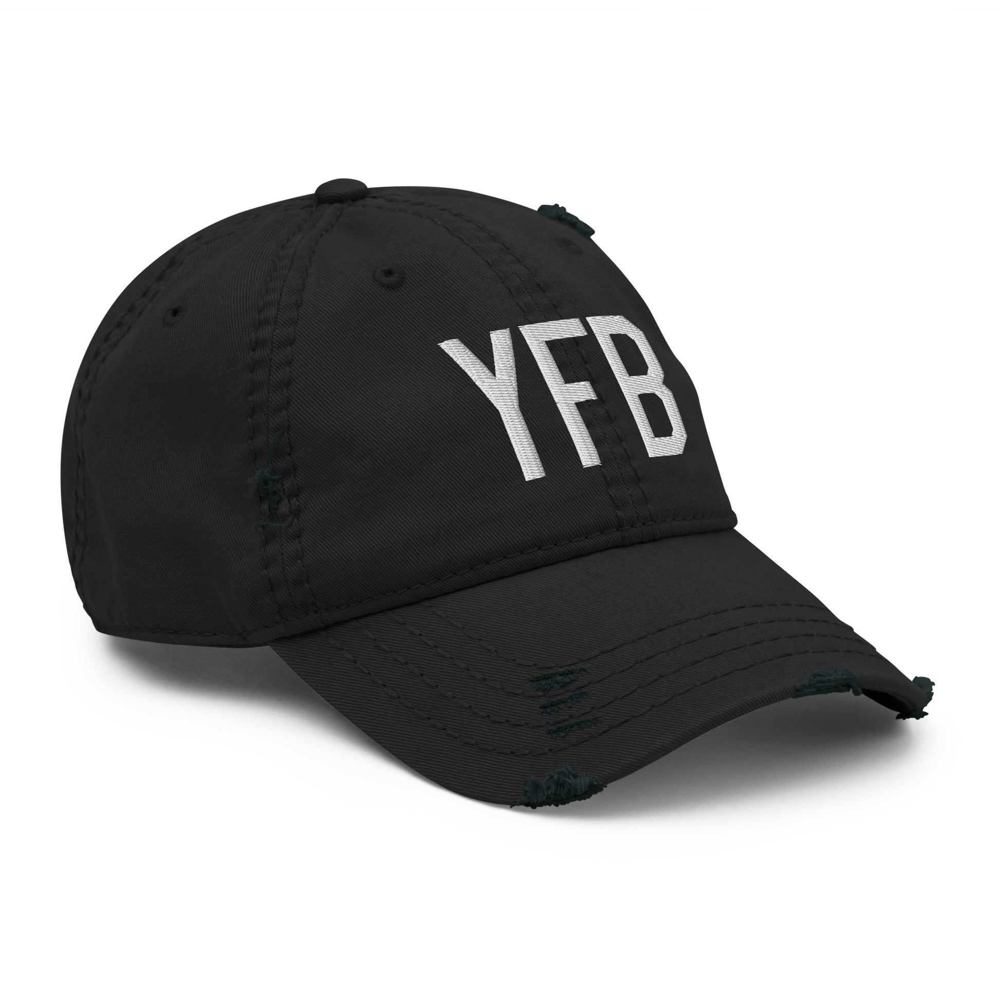 Airport Code Distressed Hat - White • YFB Iqaluit • YHM Designs - Image 12