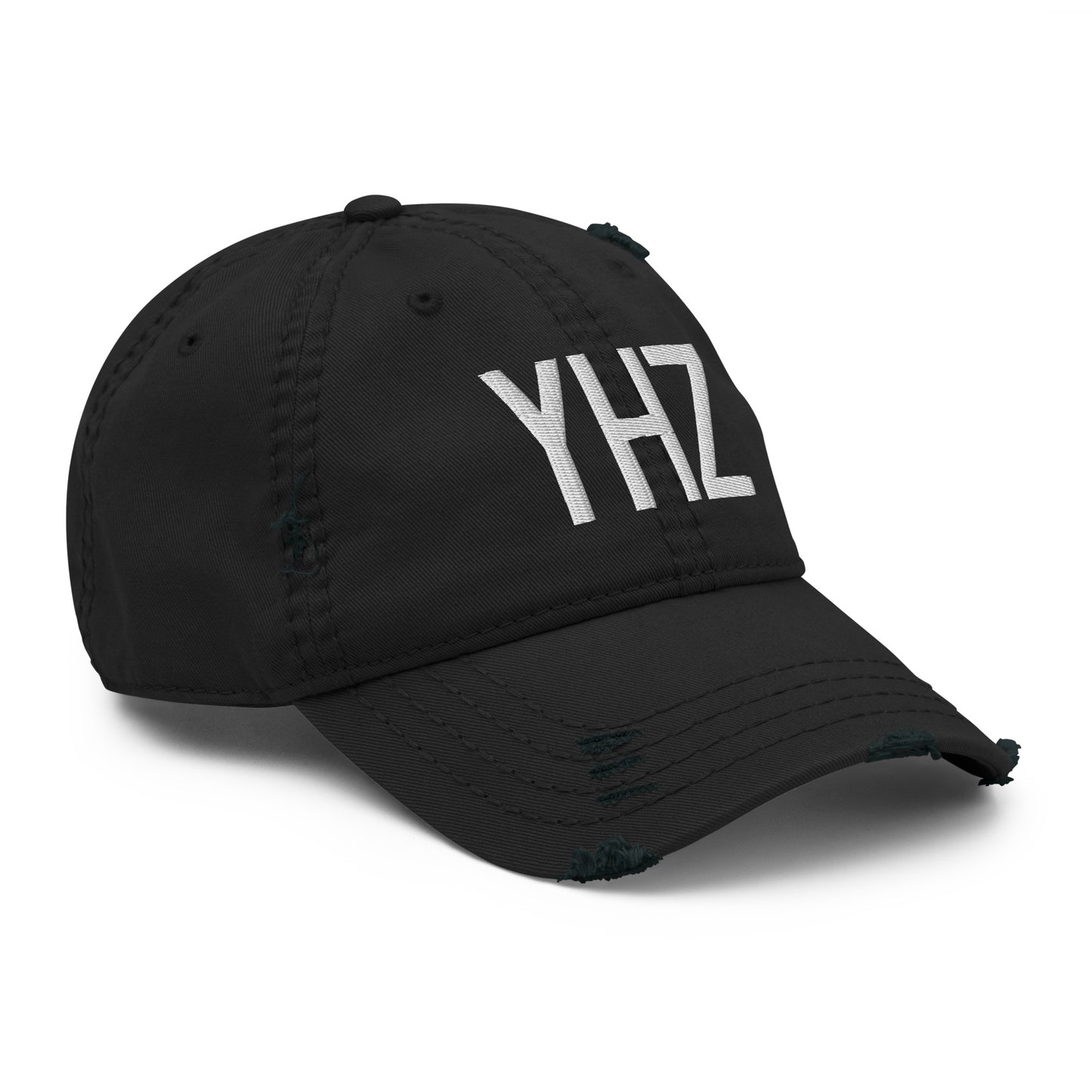 Airport Code Distressed Hat - White • YHZ Halifax • YHM Designs - Image 12
