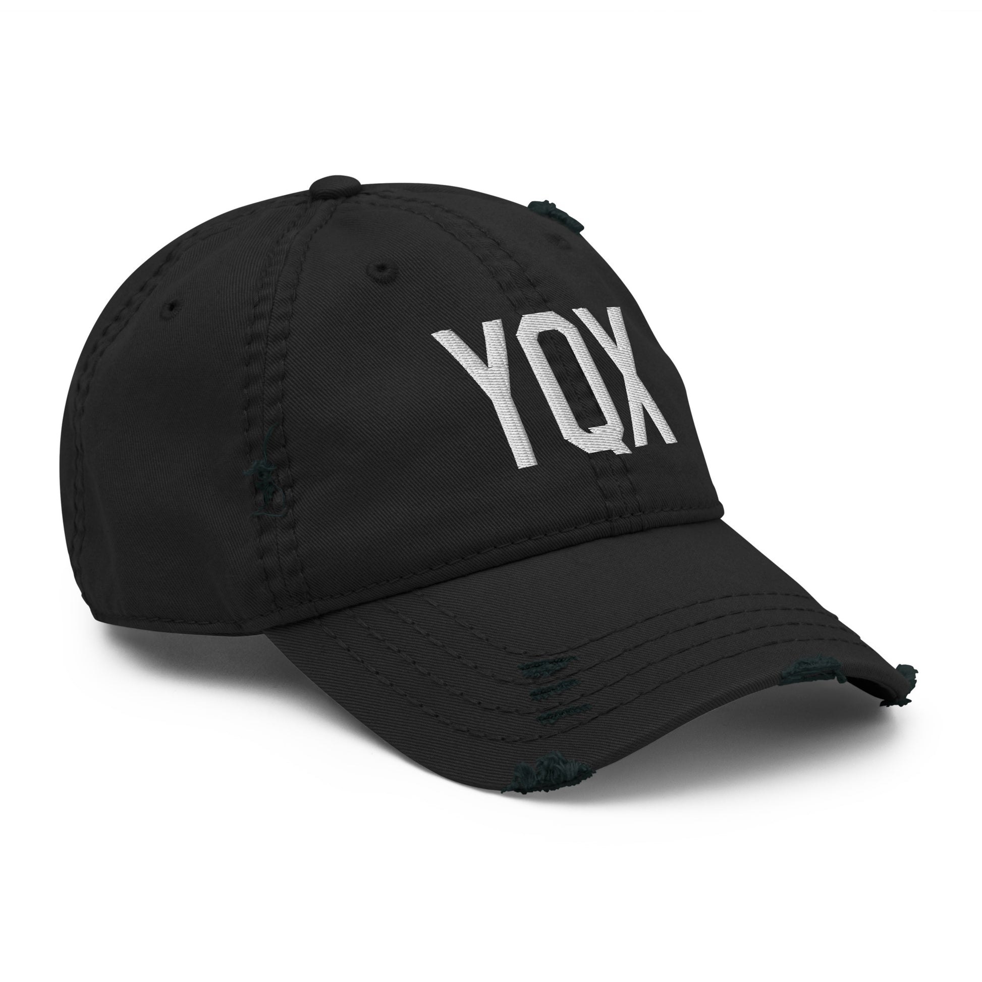 Airport Code Distressed Hat - White • YQX Gander • YHM Designs - Image 12