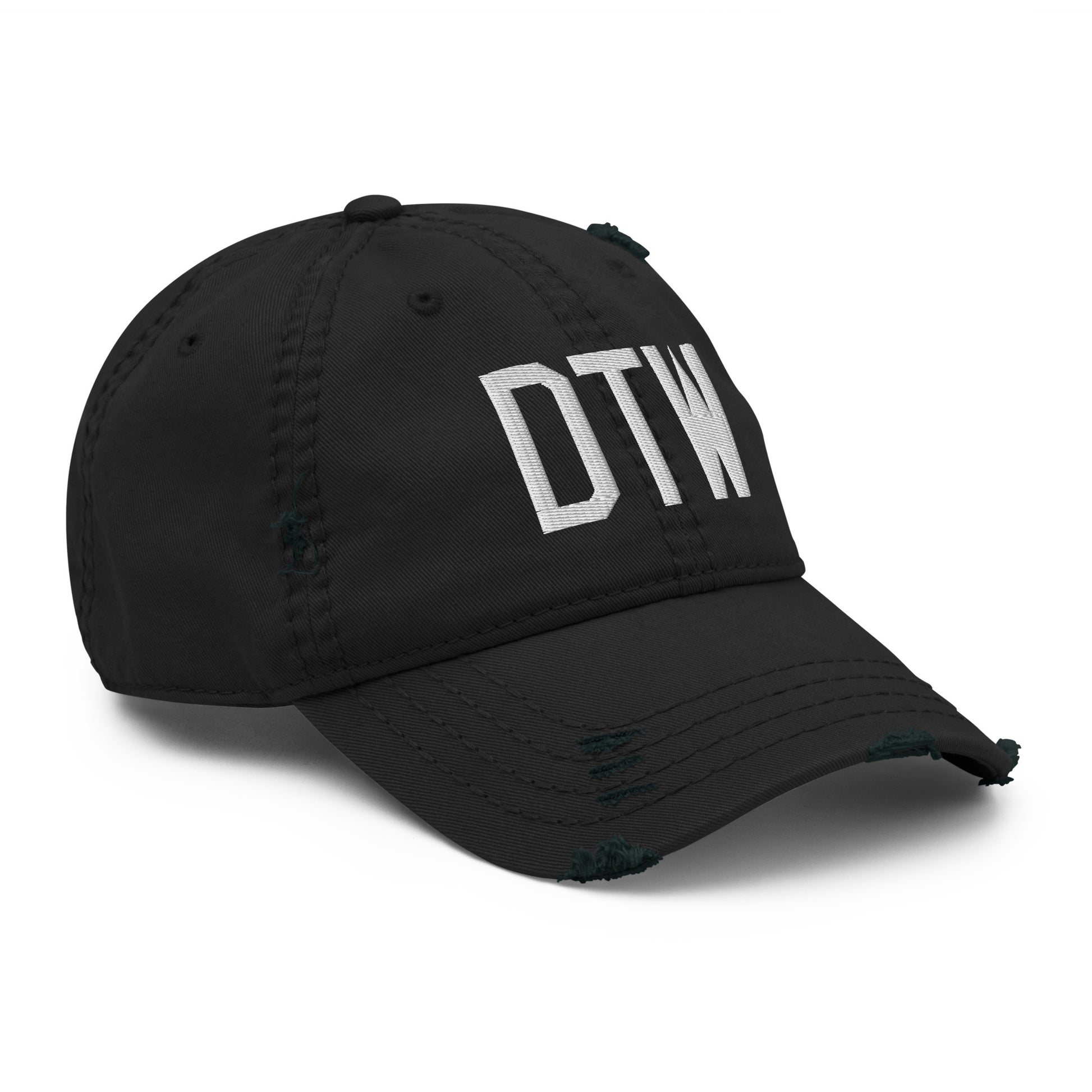 Airport Code Distressed Hat - White • DTW Detroit • YHM Designs - Image 12