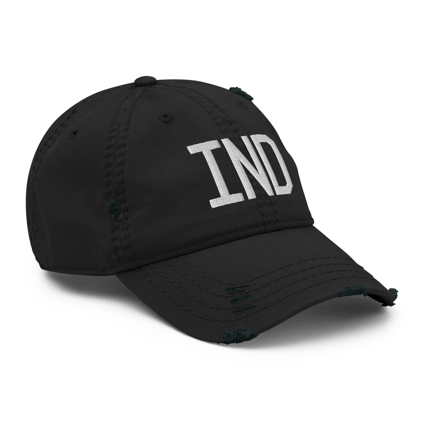 Airport Code Distressed Hat - White • IND Indianapolis • YHM Designs - Image 12