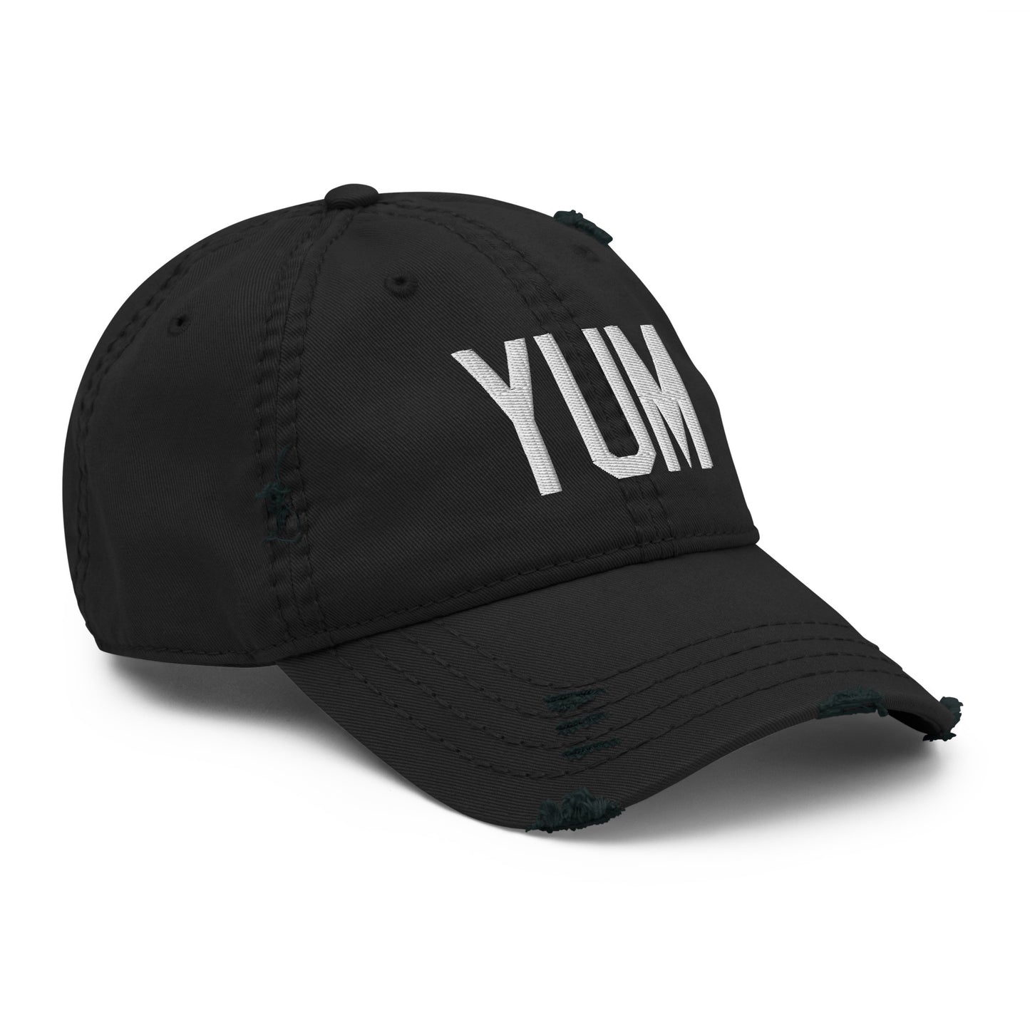 Airport Code Distressed Hat - White • YUM Yuma • YHM Designs - Image 12