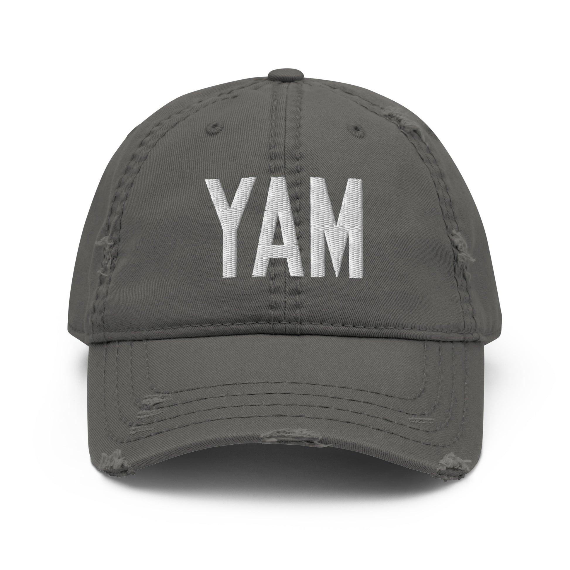 Airport Code Distressed Hat - White • YAM Sault-Ste-Marie • YHM Designs - Image 15