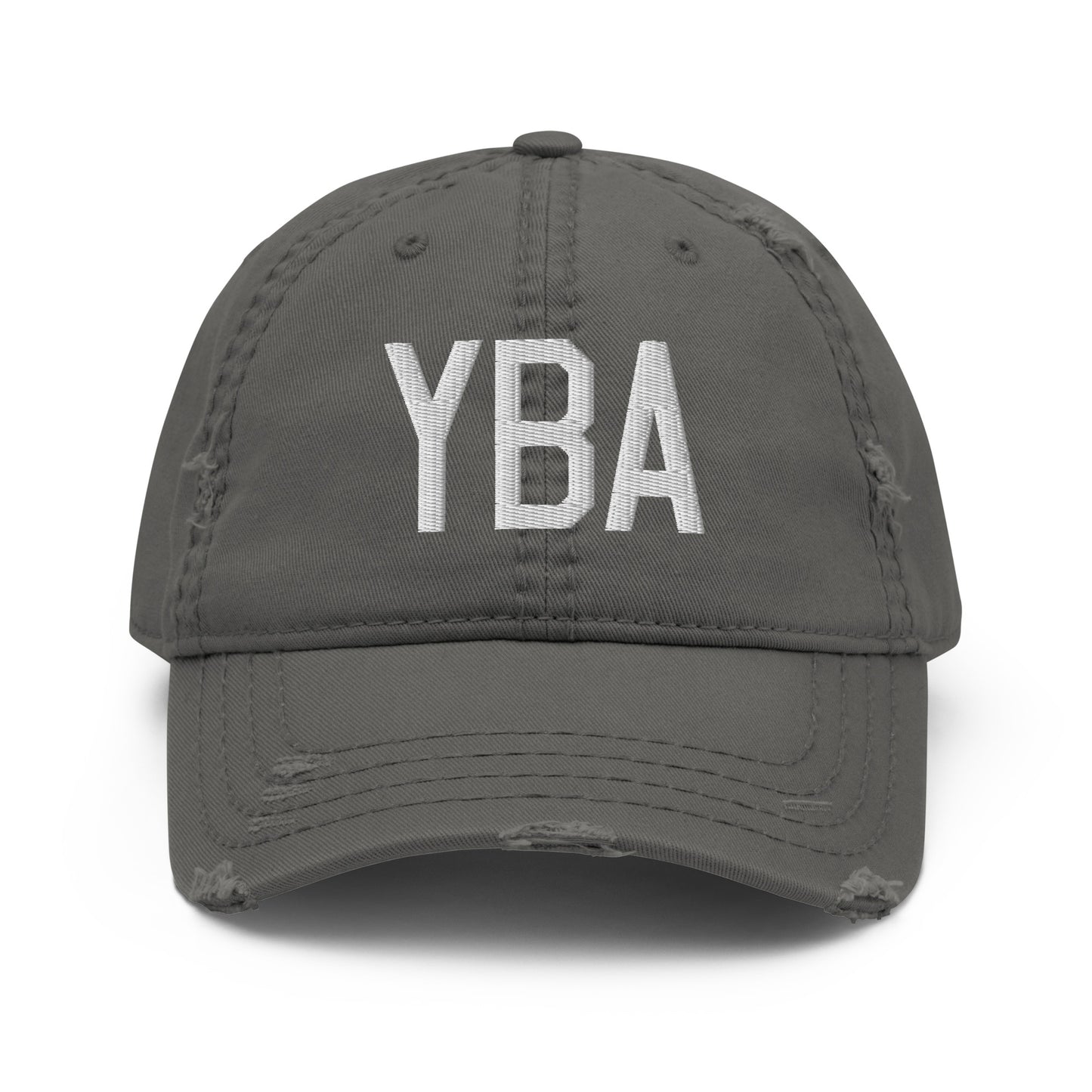 Airport Code Distressed Hat - White • YBA Banff • YHM Designs - Image 15