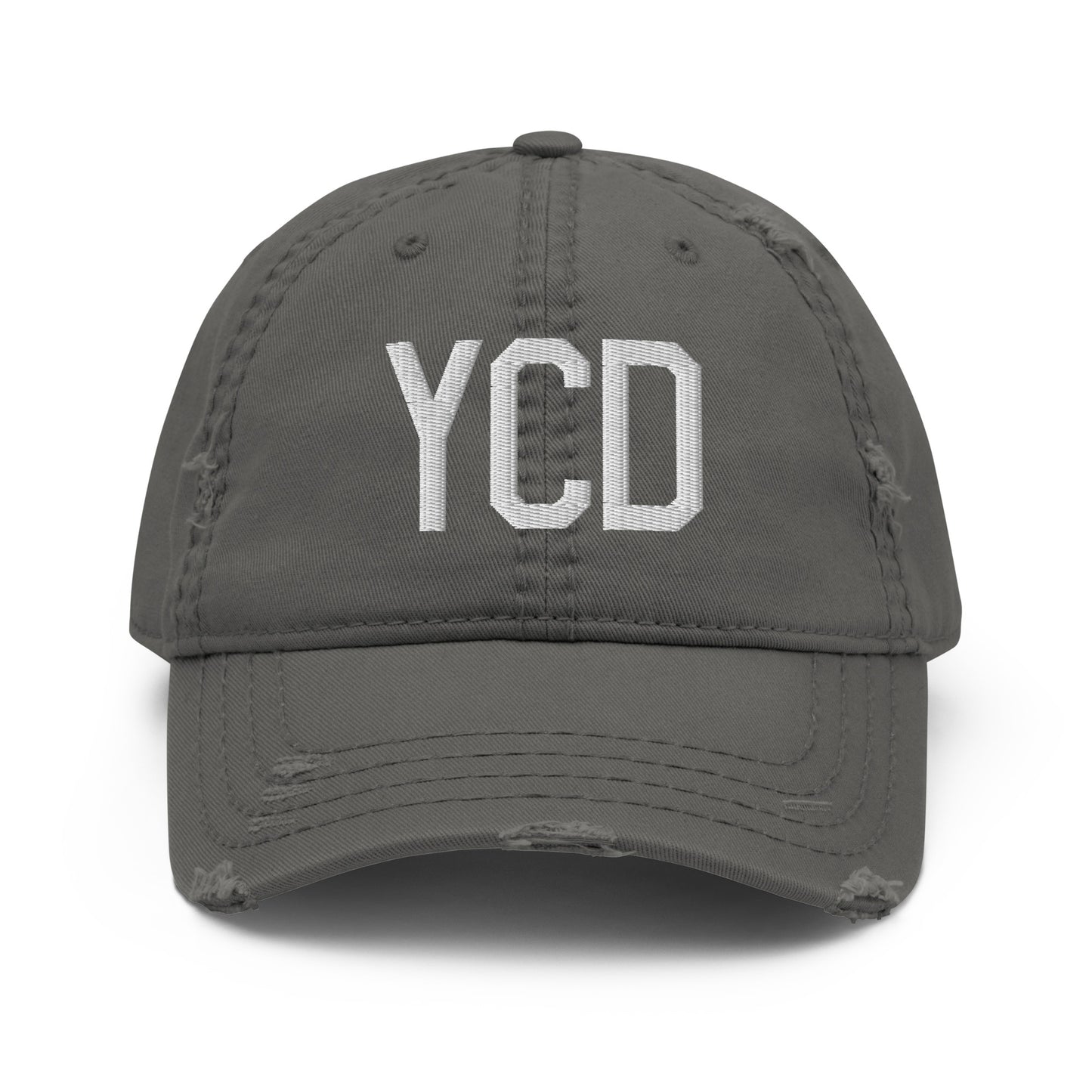 Airport Code Distressed Hat - White • YCD Nanaimo • YHM Designs - Image 15