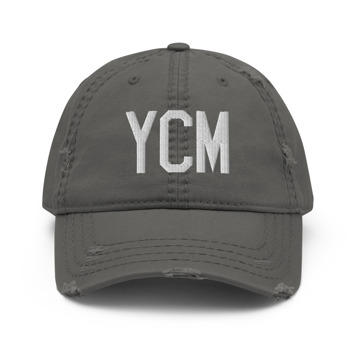 Airport Code Distressed Hat - White • YCM St. Catharines • YHM Designs - Image 15