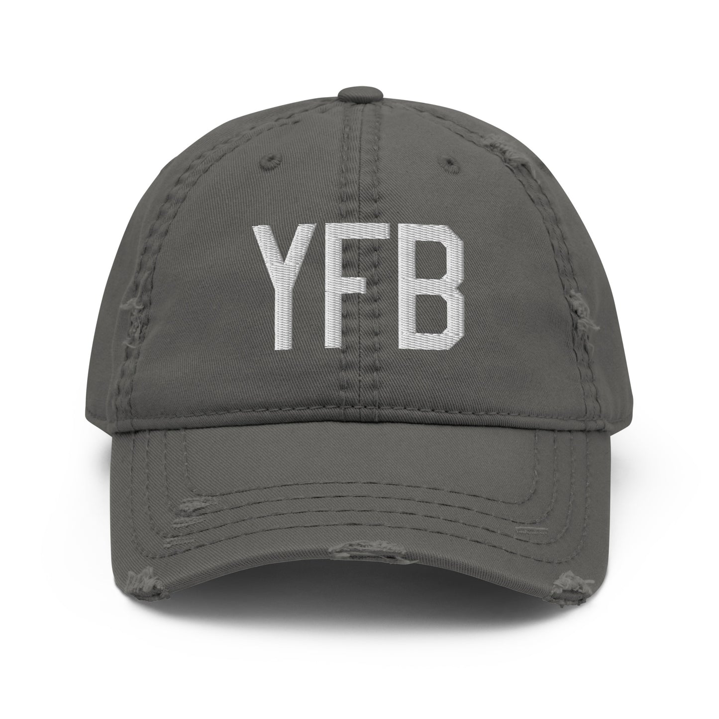 Airport Code Distressed Hat - White • YFB Iqaluit • YHM Designs - Image 15