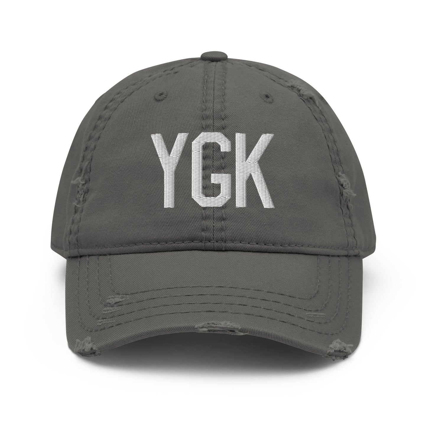 Airport Code Distressed Hat - White • YGK Kingston • YHM Designs - Image 15