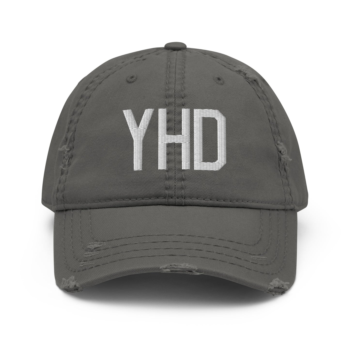 Airport Code Distressed Hat - White • YHD Dryden • YHM Designs - Image 15