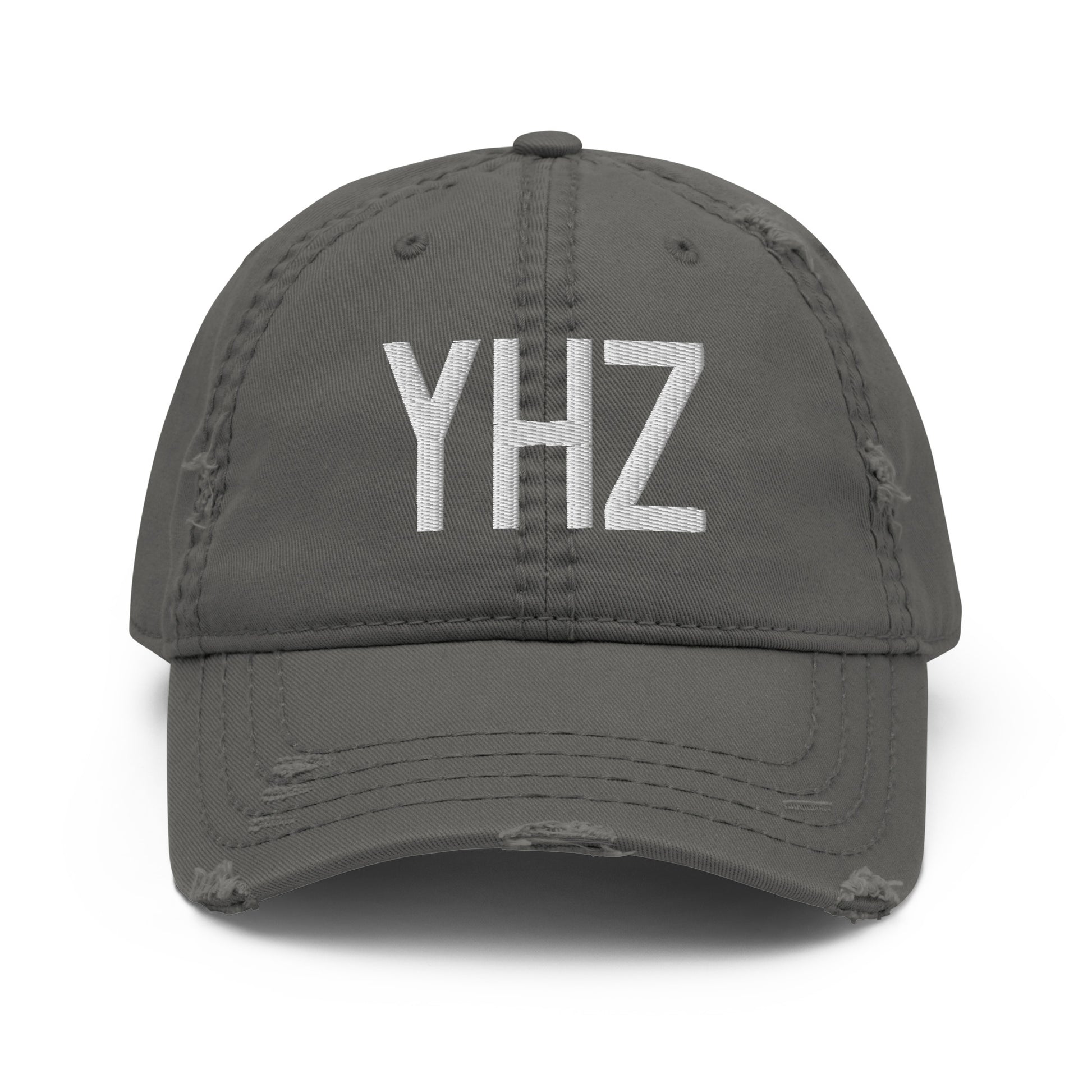 Airport Code Distressed Hat - White • YHZ Halifax • YHM Designs - Image 15