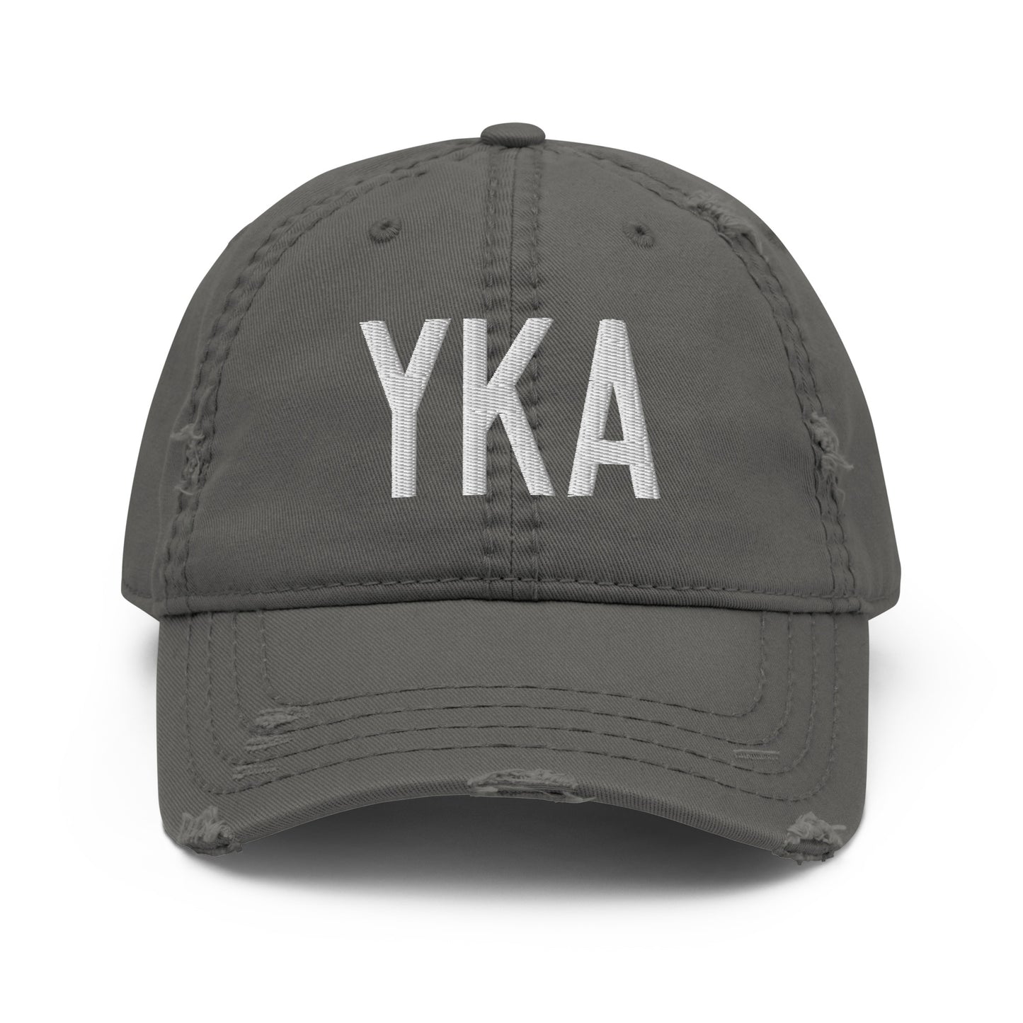 Airport Code Distressed Hat - White • YKA Kamloops • YHM Designs - Image 15
