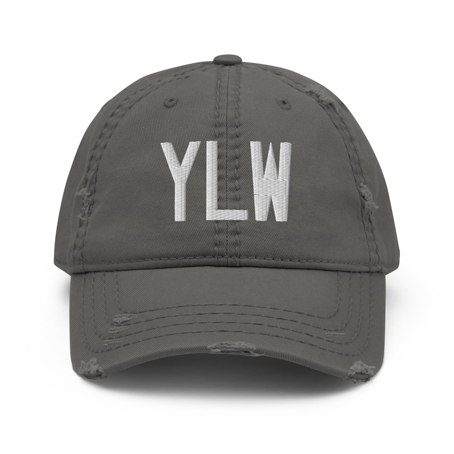 Airport Code Distressed Hat - White • YLW Kelowna • YHM Designs - Image 15
