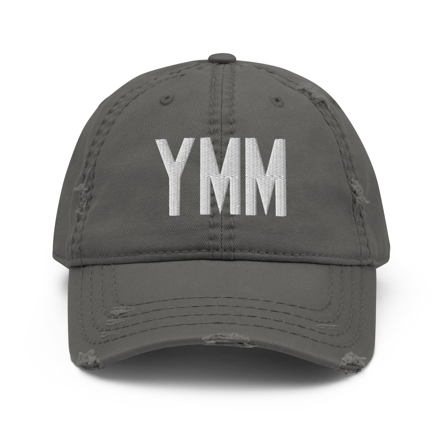 Airport Code Distressed Hat - White • YMM Fort McMurray • YHM Designs - Image 15