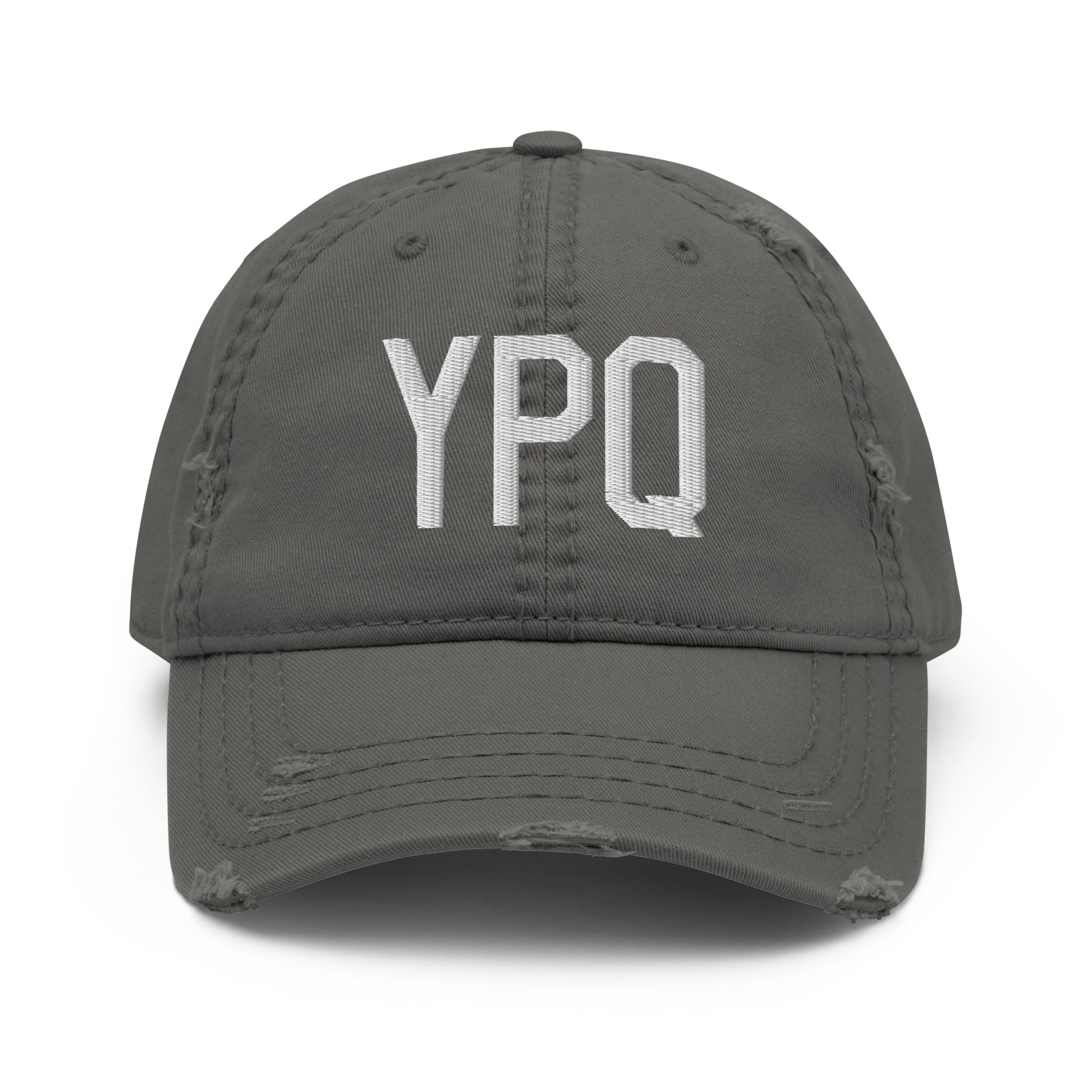 Airport Code Distressed Hat - White • YPQ Peterborough • YHM Designs - Image 15