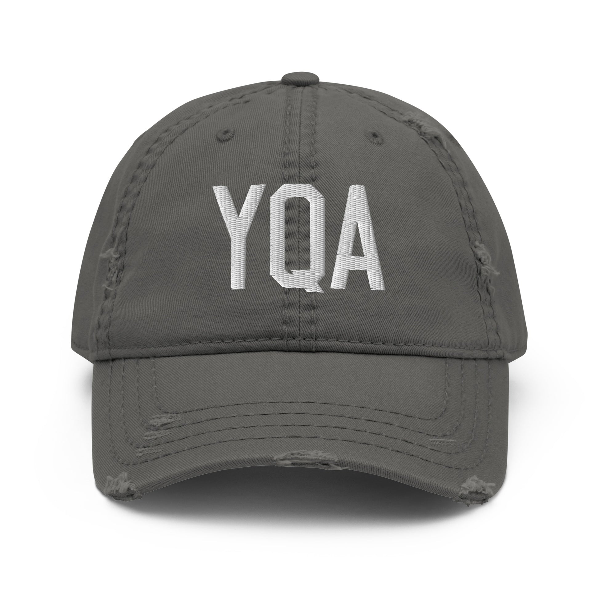 Airport Code Distressed Hat - White • YQA Muskoka • YHM Designs - Image 15
