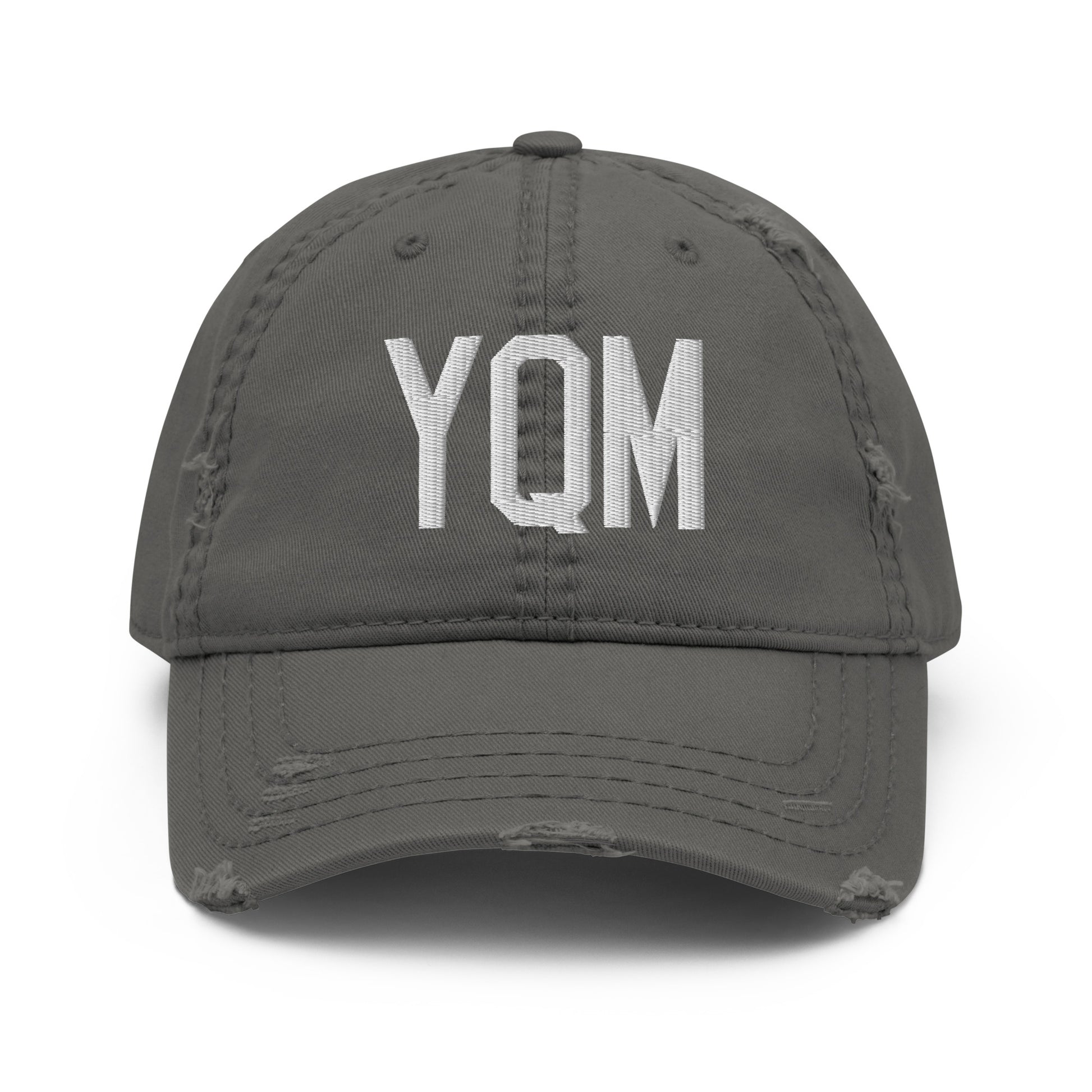 Airport Code Distressed Hat - White • YQM Moncton • YHM Designs - Image 15