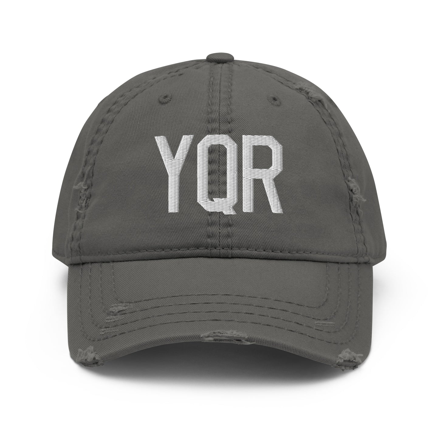 Airport Code Distressed Hat - White • YQR Regina • YHM Designs - Image 15