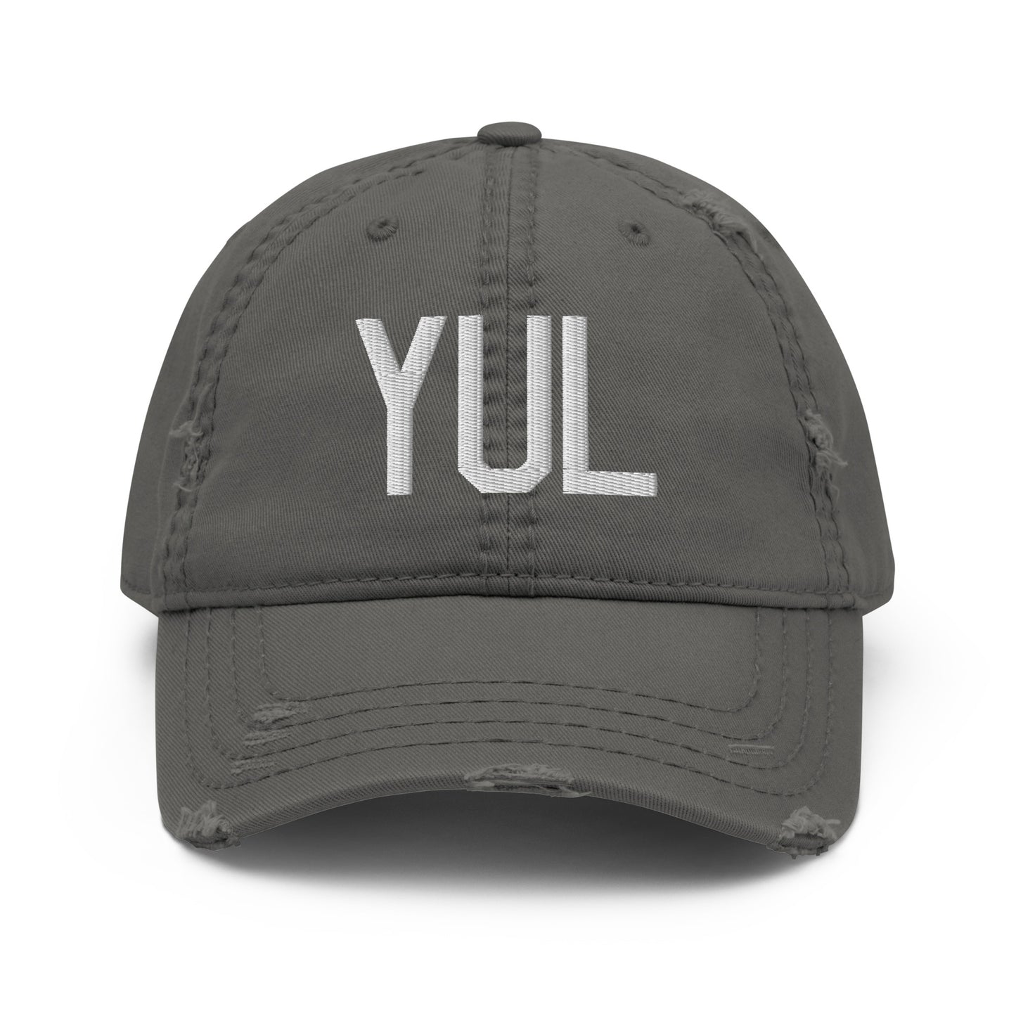 Airport Code Distressed Hat - White • YUL Montreal • YHM Designs - Image 15