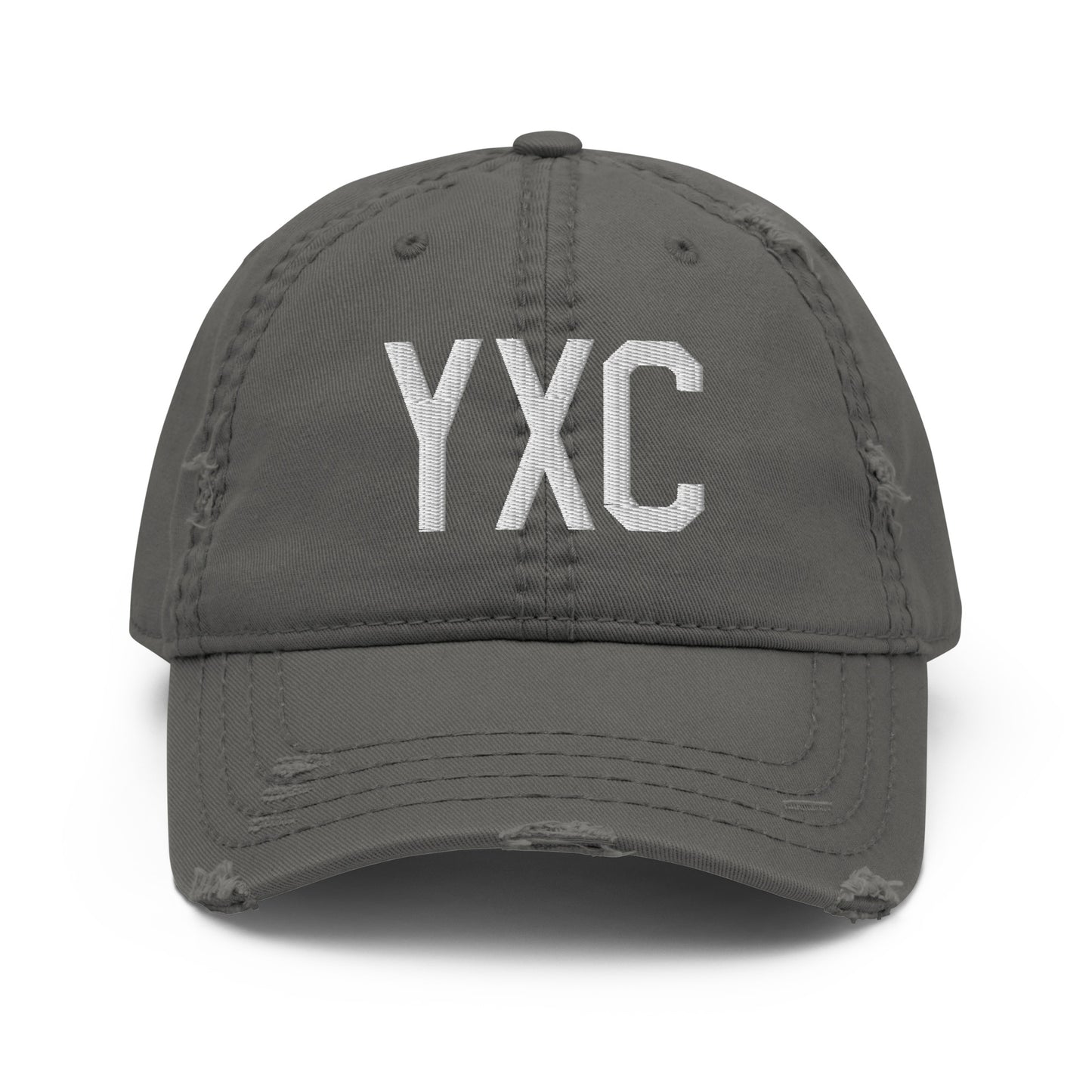 Airport Code Distressed Hat - White • YXC Cranbrook • YHM Designs - Image 15
