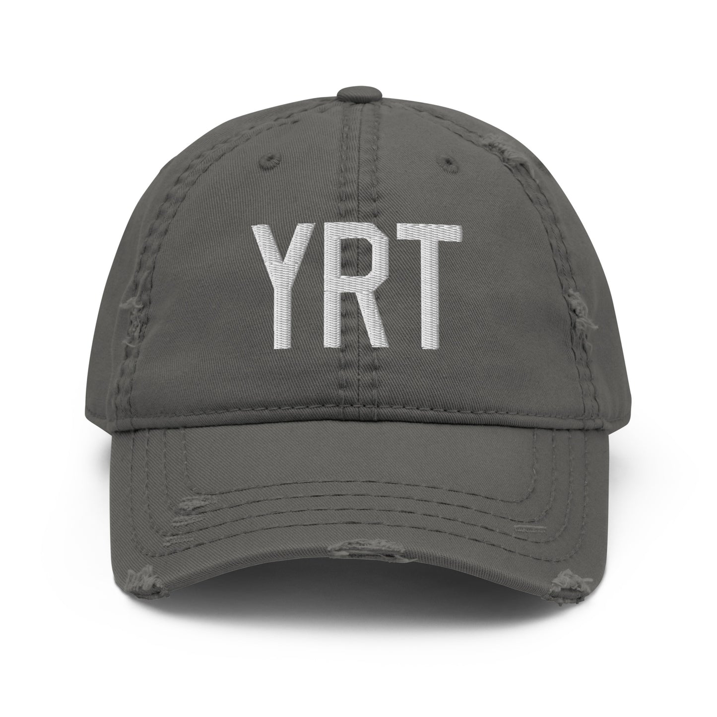 Airport Code Distressed Hat - White • YRT Rankin Inlet • YHM Designs - Image 15