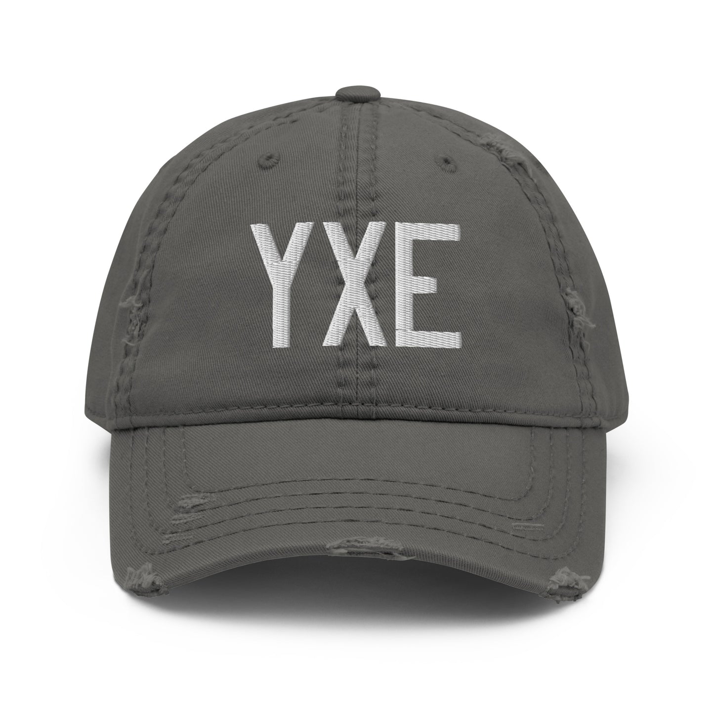 Airport Code Distressed Hat - White • YXE Saskatoon • YHM Designs - Image 15
