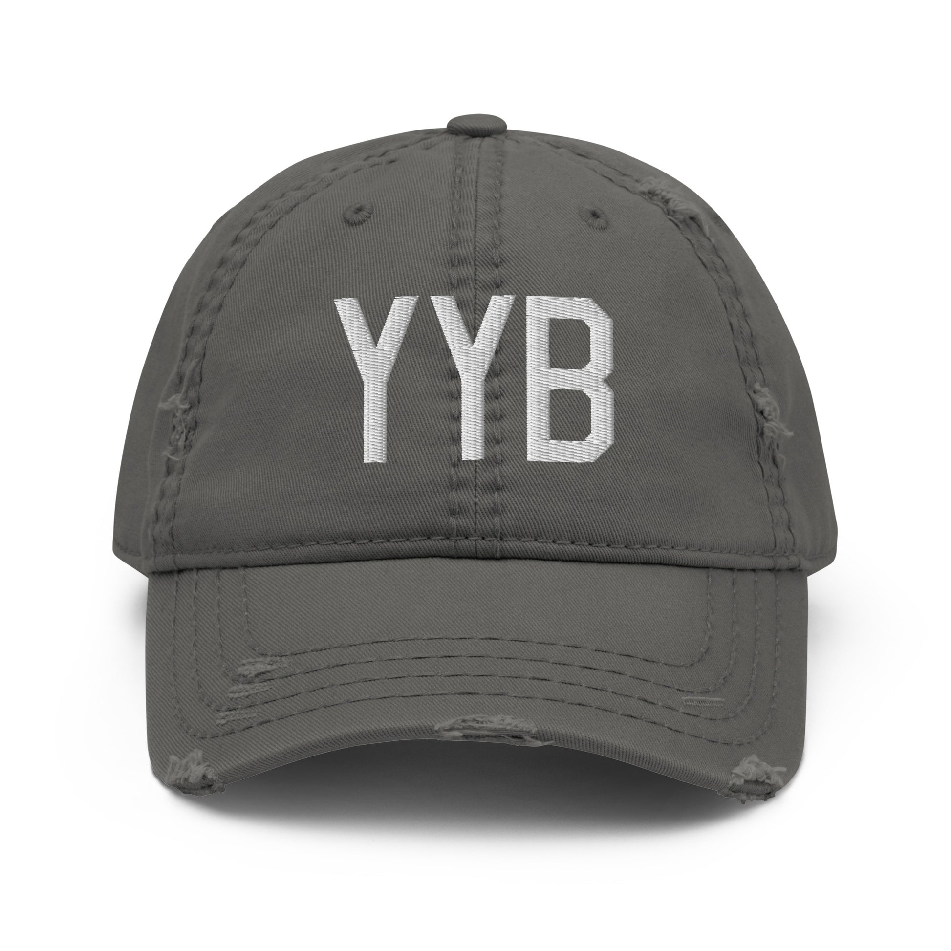 Airport Code Distressed Hat - White • YYB North Bay • YHM Designs - Image 15