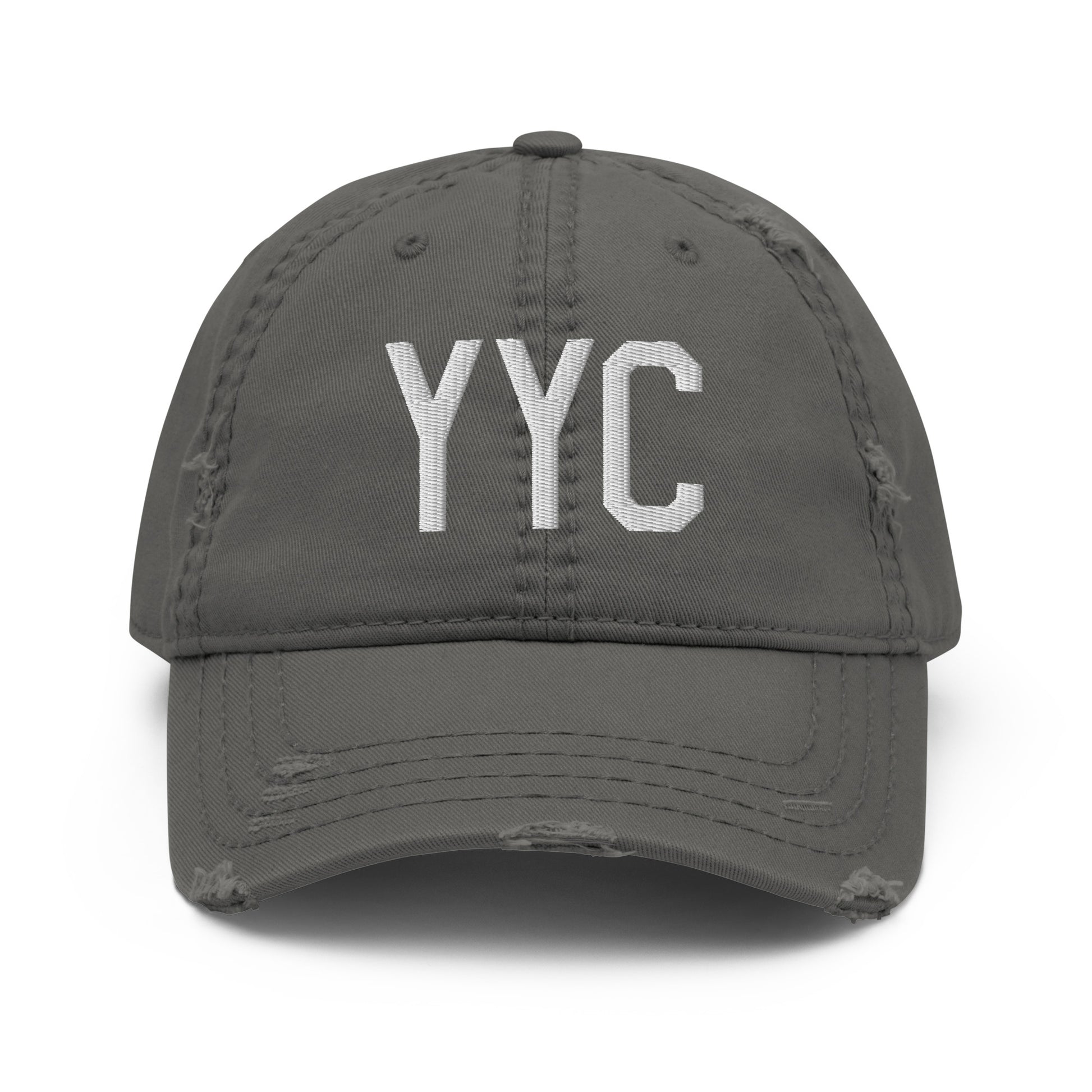 Airport Code Distressed Hat - White • YYC Calgary • YHM Designs - Image 15