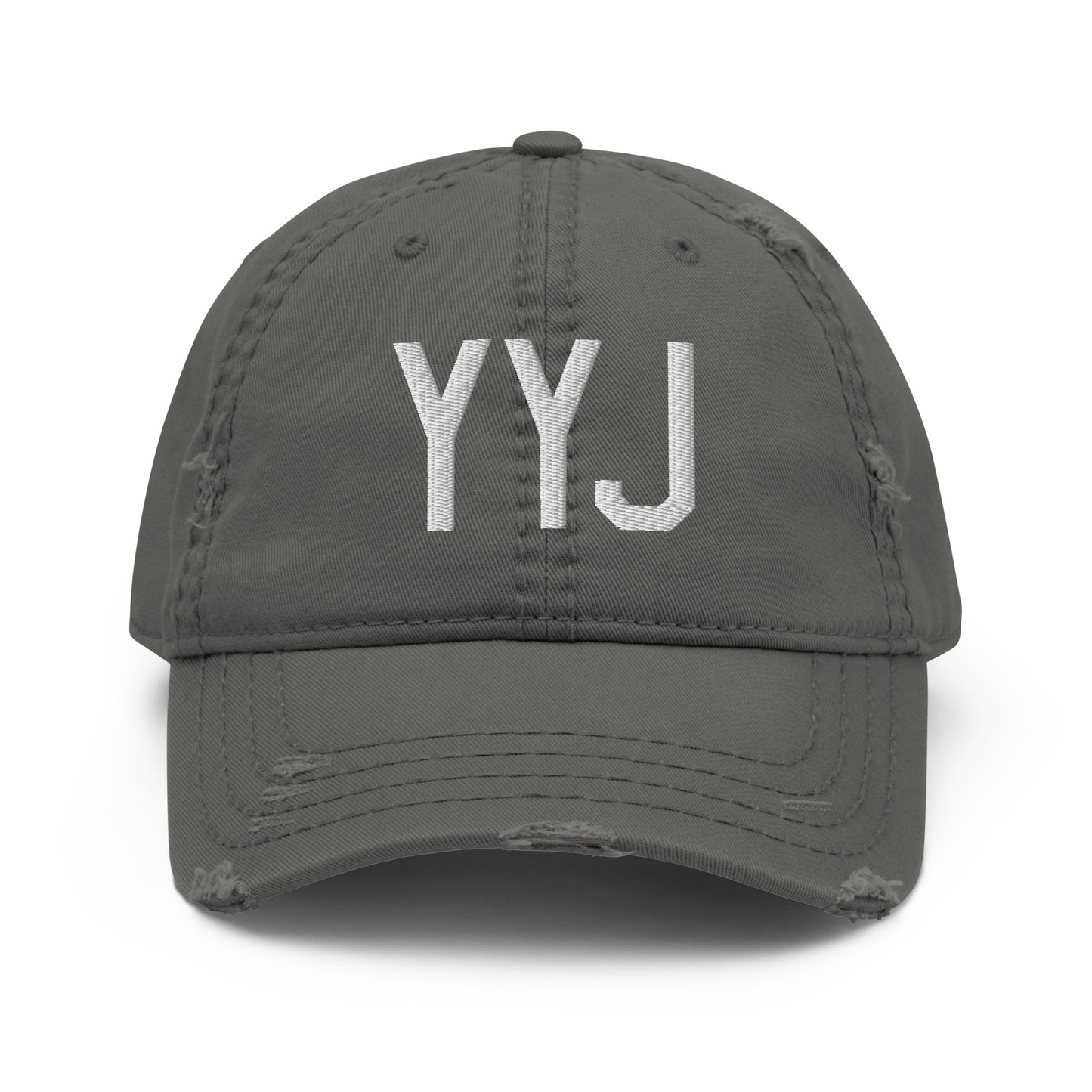 Airport Code Distressed Hat - White • YYJ Victoria • YHM Designs - Image 15